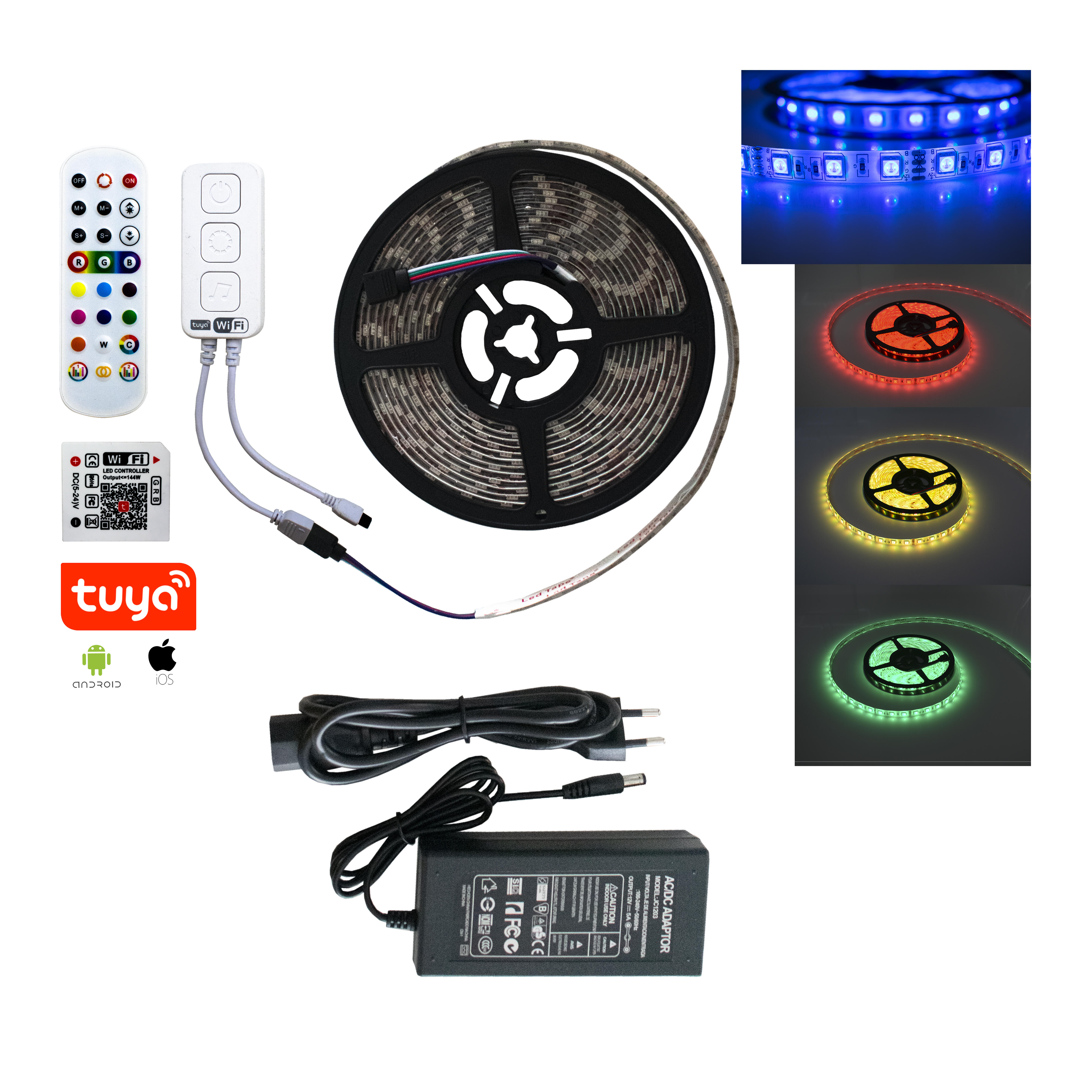 KIT TIRA LED 230V 5M 11W/M LUZ RGB+CCT IP65 - 2