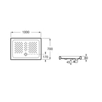 PLATO DE DUCHA CERAMICO RECTANGULAR  ROCA BLANCO 70X100CM - 3