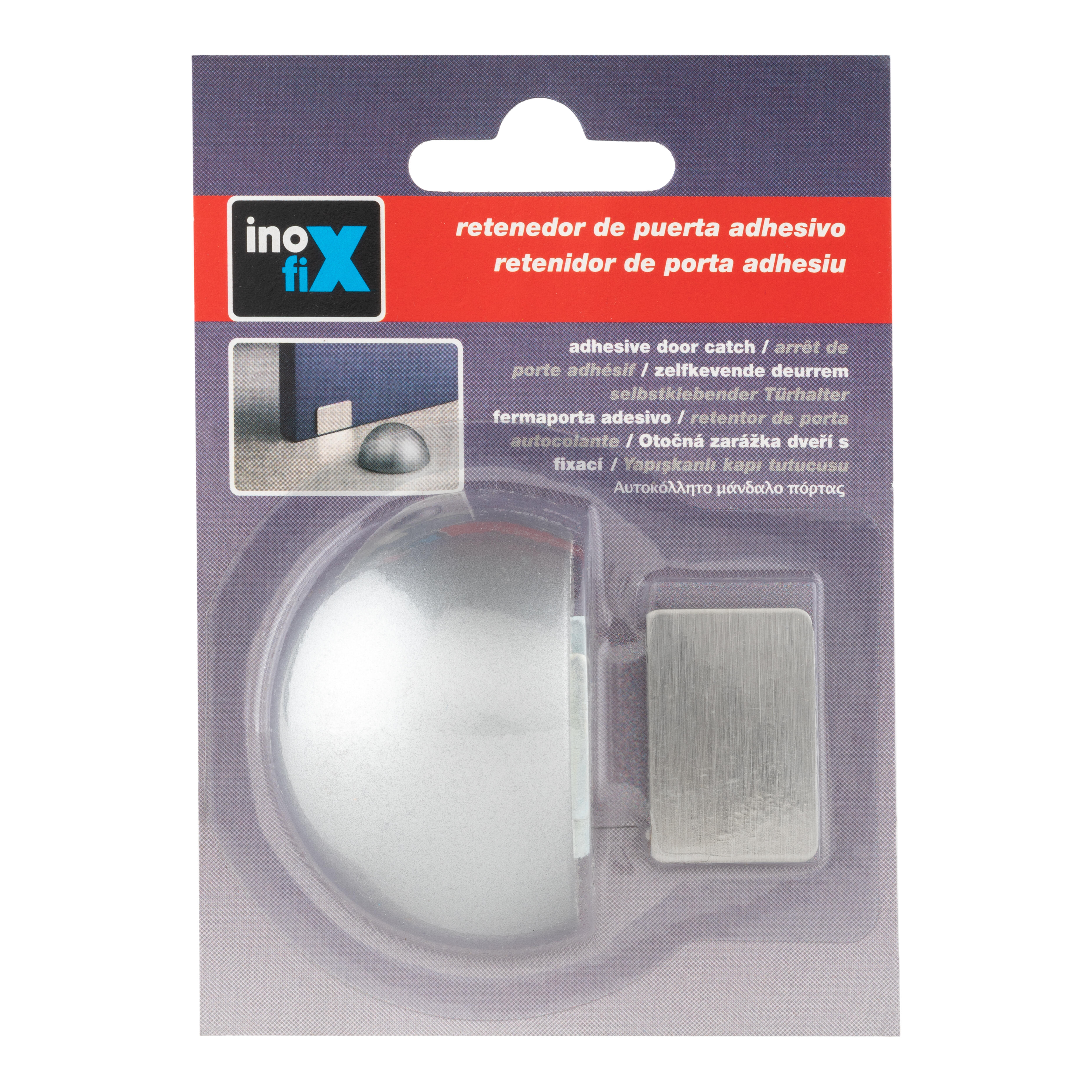 TOPES DE PUERTA ADHESIVOS CON RETENEDOR MAGNETICO CROMO MATE 2034 INOFIX - 2