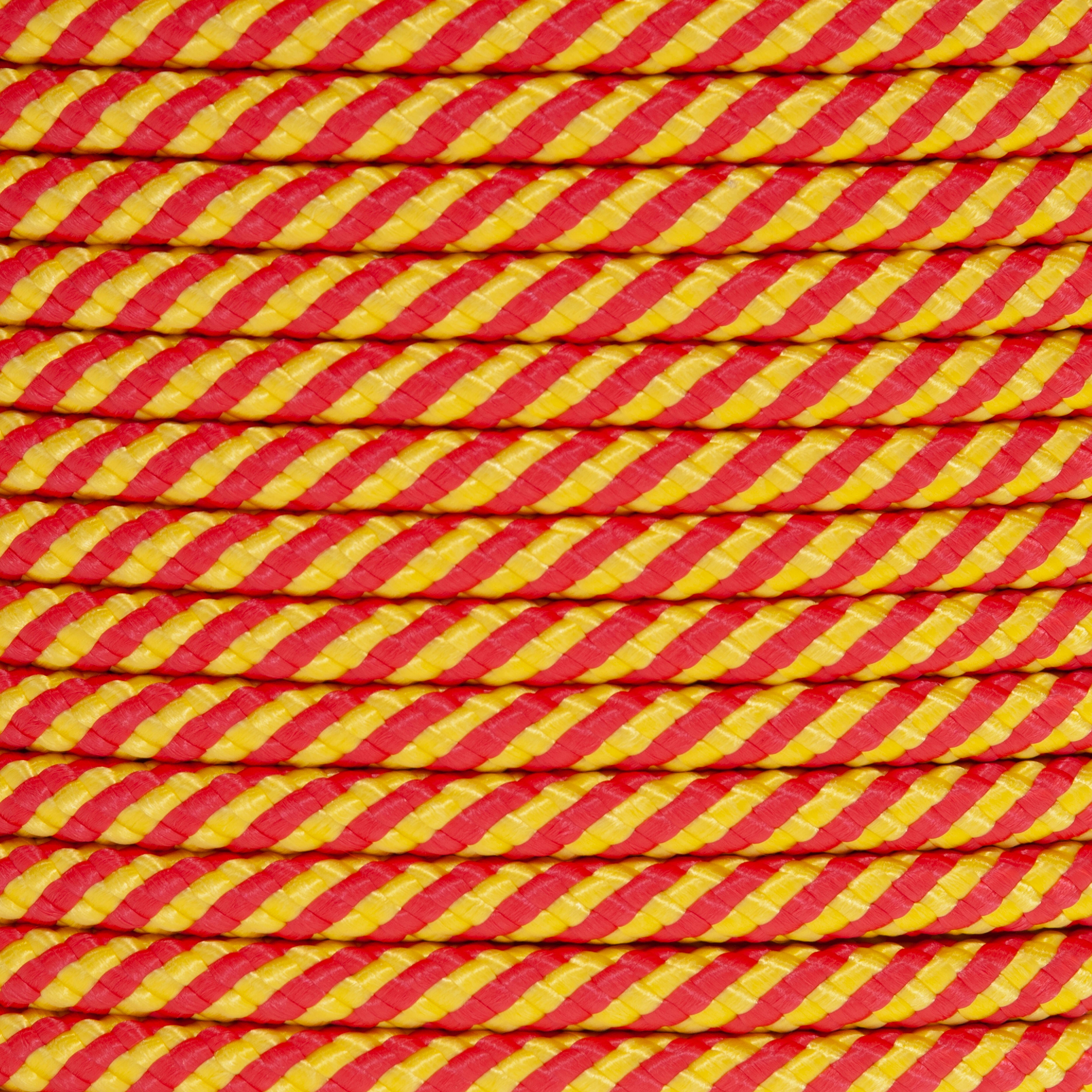 CUERDA POLIPROPILENO TRENZADA CON ALMA 12MM. 1M ROJO CON PINTAS AMARILLAS ROMBULL - 2