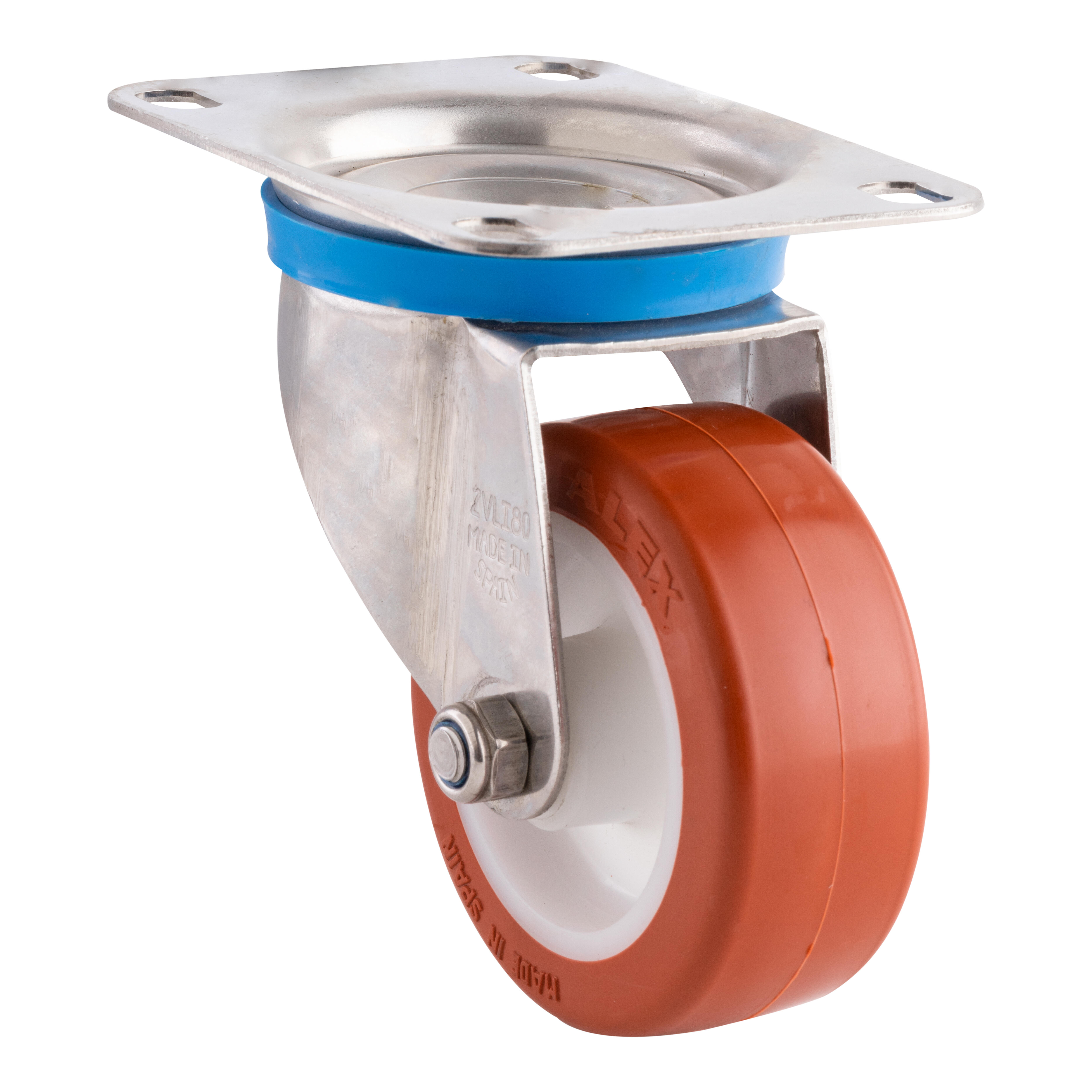 RUEDA GIRATORIA POLIURETANO ACERO INOXIDABLE 80 MM. RUEDAS ALEX - 2
