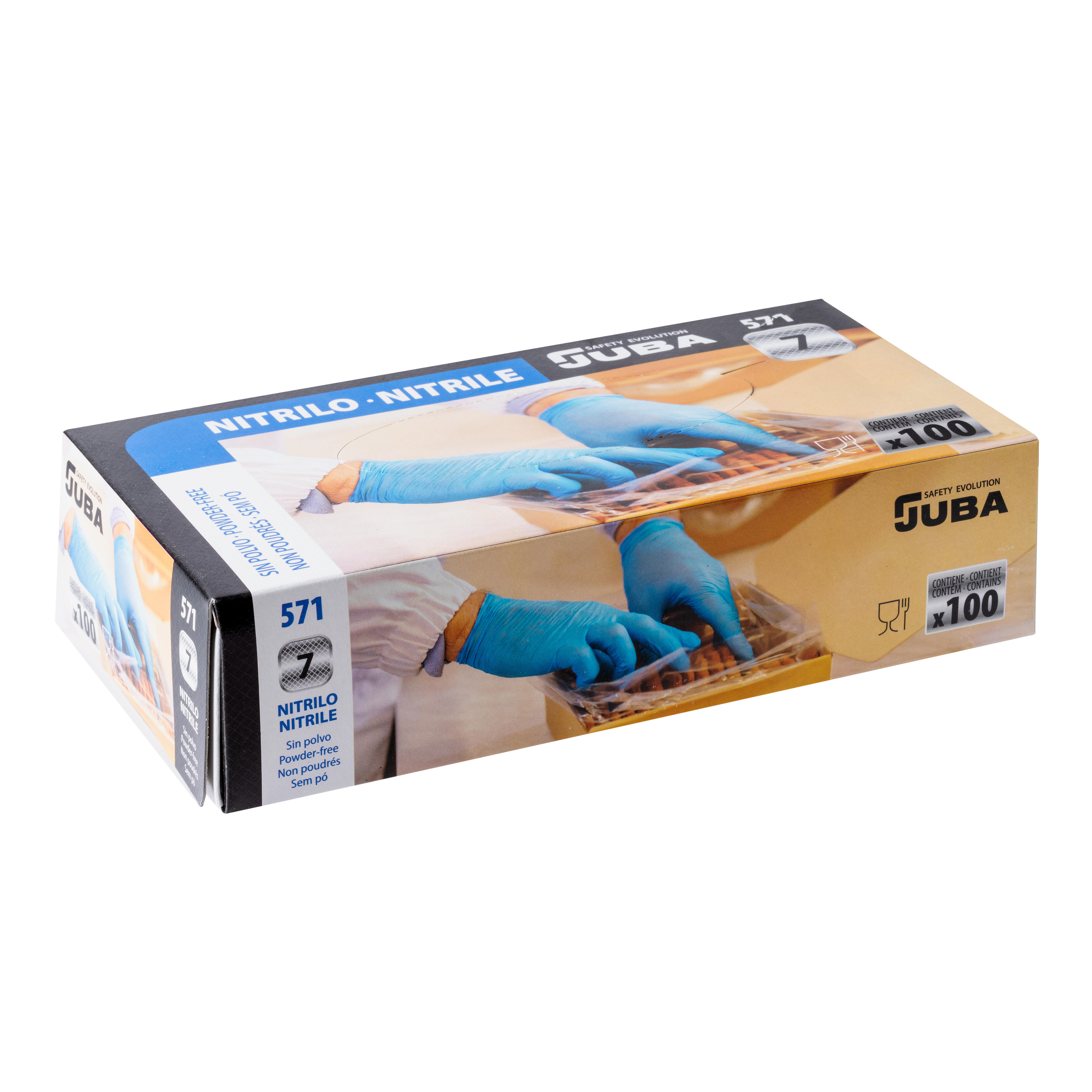  100 GUANTES DESECHABLES NITRILO SIN POLVO TALLA 7 571 JUBA - 4