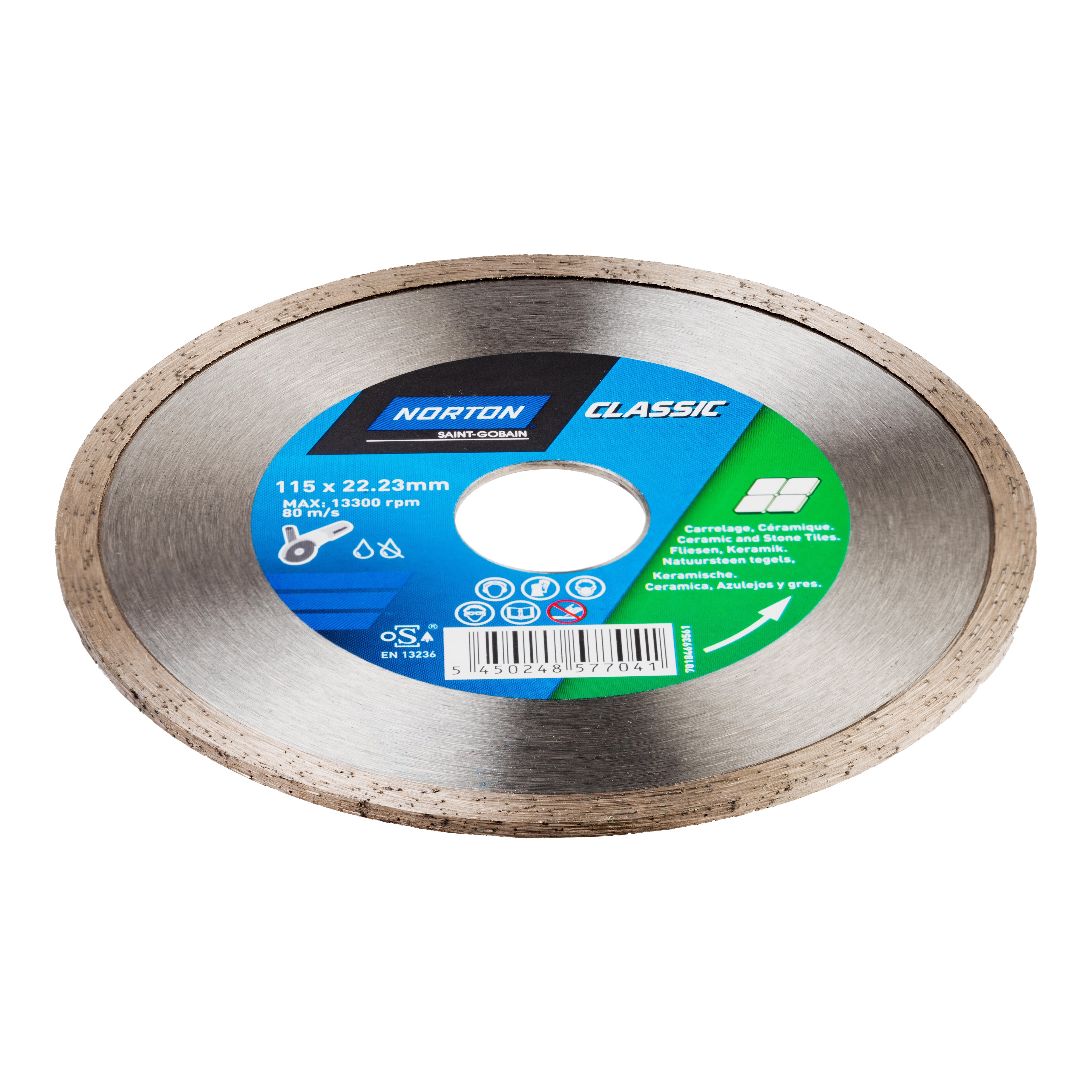 DISCO DE DIAMANTE AMOLADORA CORTE CERÁMICO BANDA CONTÍNUA 115MM NORTON - 3