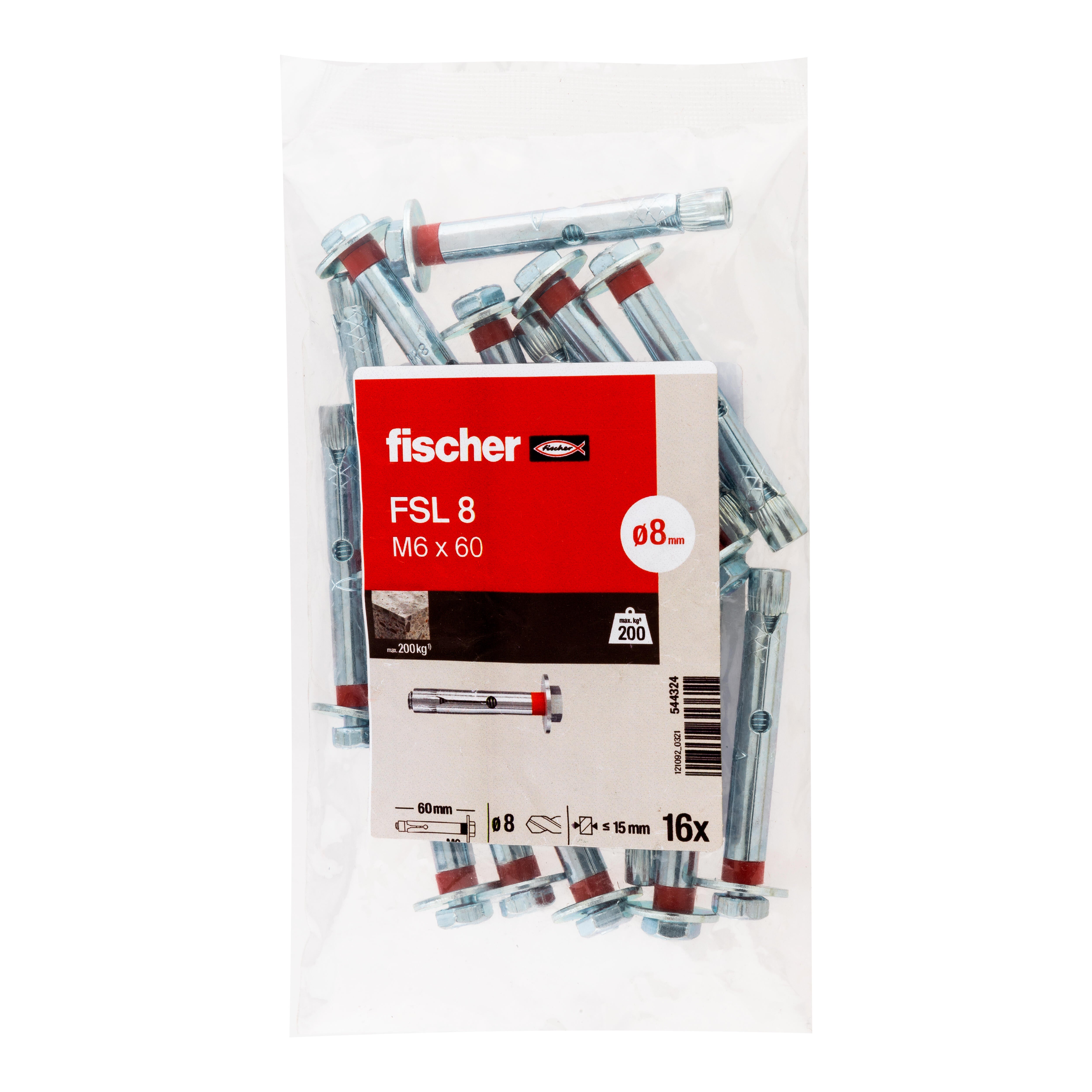 ANCLAJE METÁLICO ANTI GIRO PARA HORMIGÓN CON TORNILLO 6X60MM , DE ACERO, 16UDS - 2