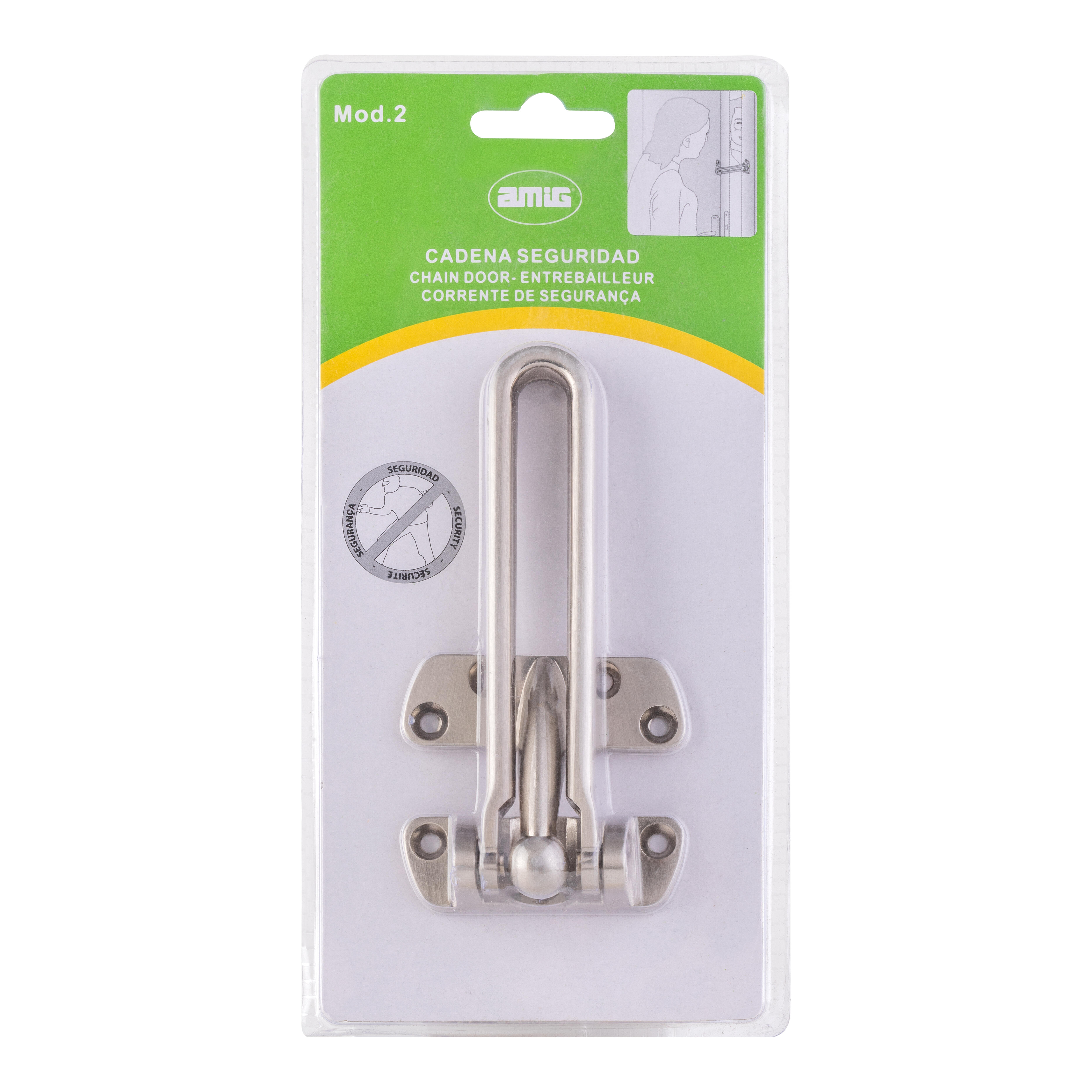 PESTILLO CADENA SEGURIDAD 120  MM. CROMADA MOD 2 AMIG - 2