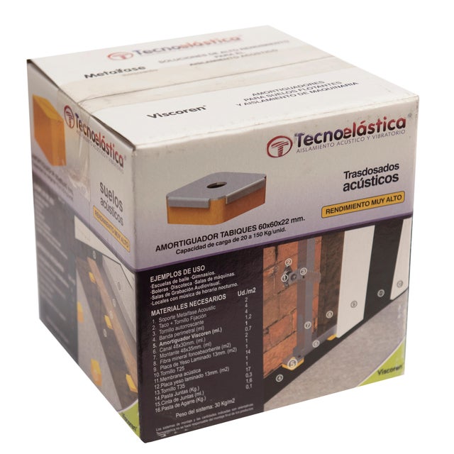 AMORTIGUADOR PARA SUELO FLOTANTE VISCOREN 60X60MM 40 MM ESPESOR 20 UDS