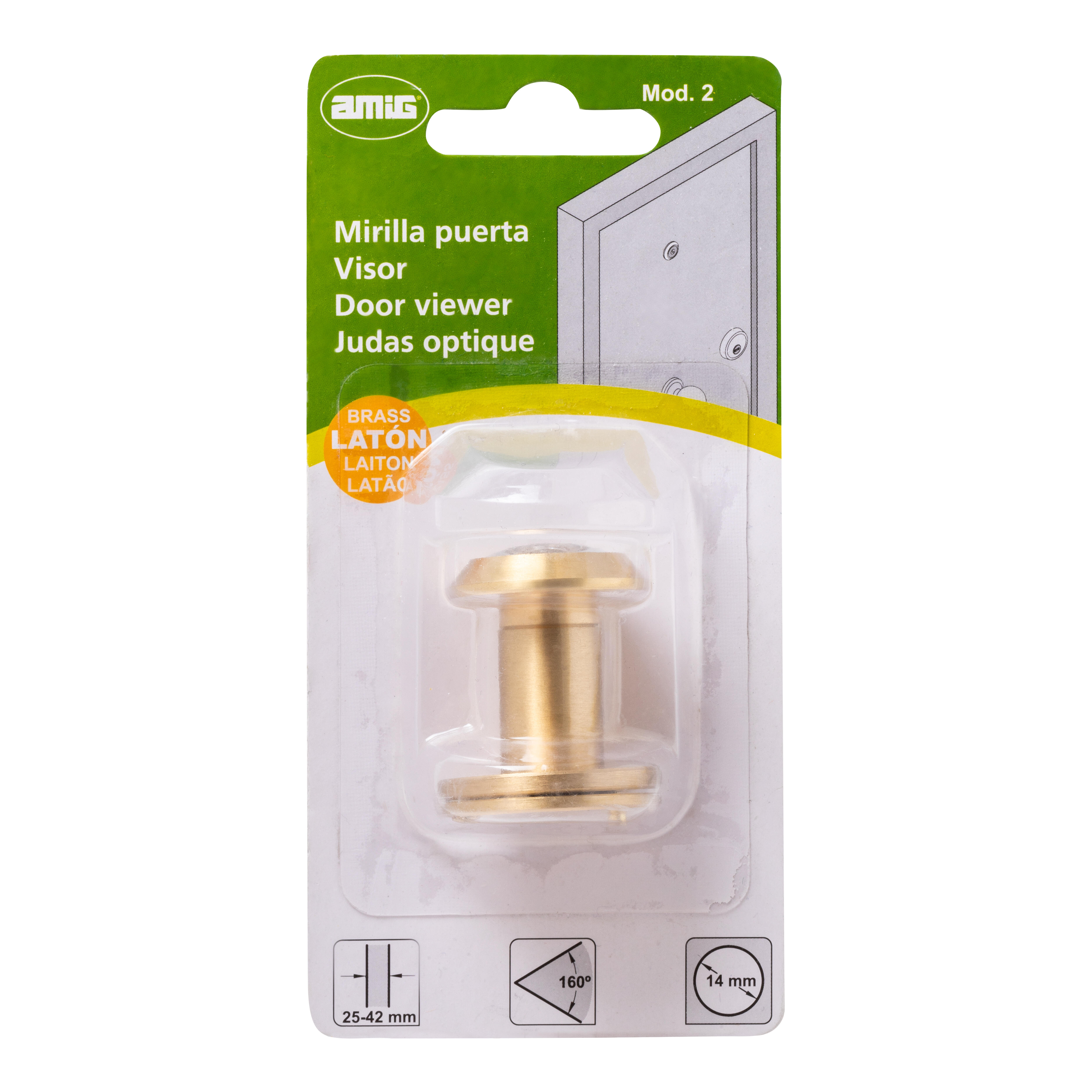 MIRILLA ANALÓGICA PARA PUERTA DE LATÓN 25-42MM COLOR DORADO - 4