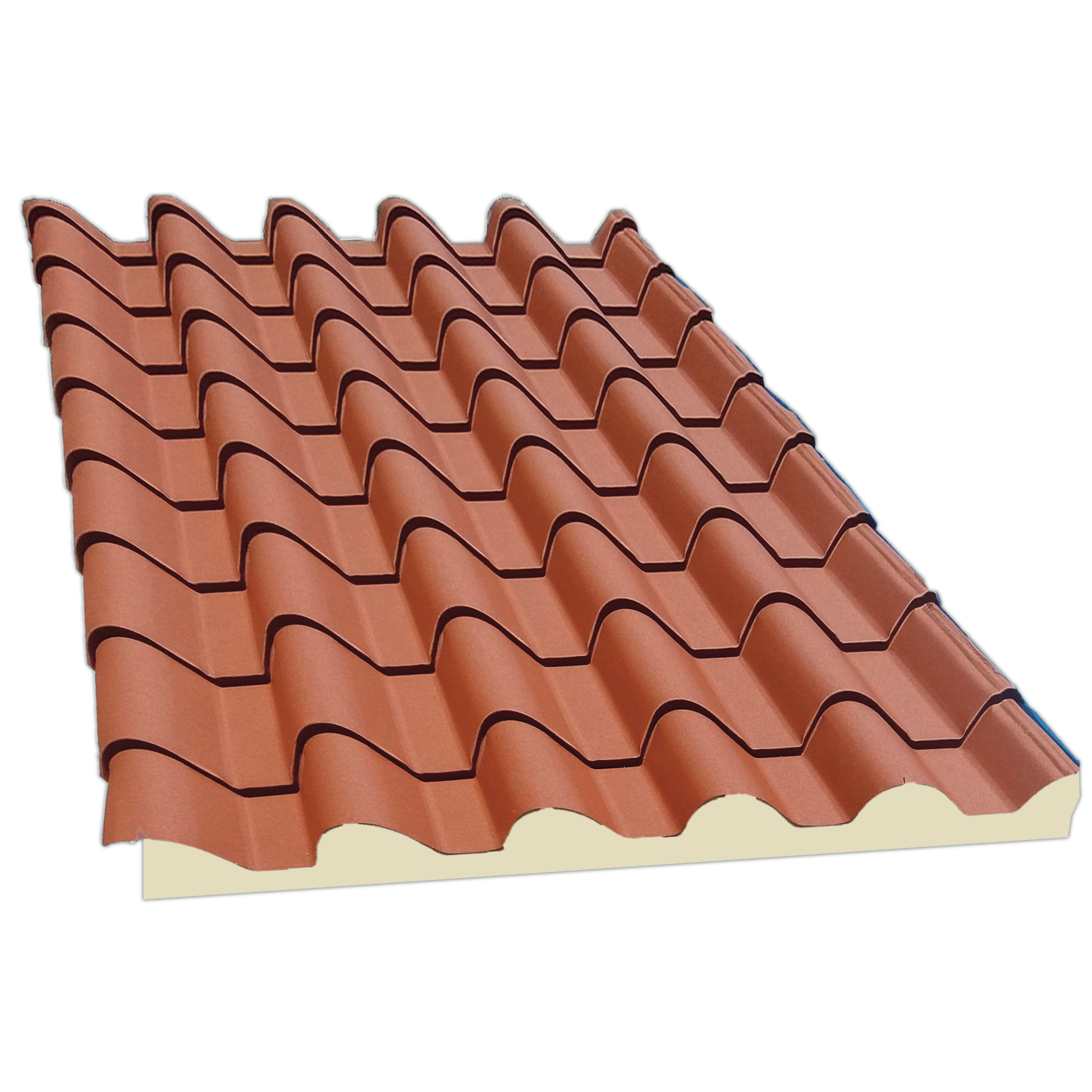 PANEL SÁNDWICH IMITACIÓN TEJA COPPO ROJO/BLANCO 4 CM 6.65X1 M - 3