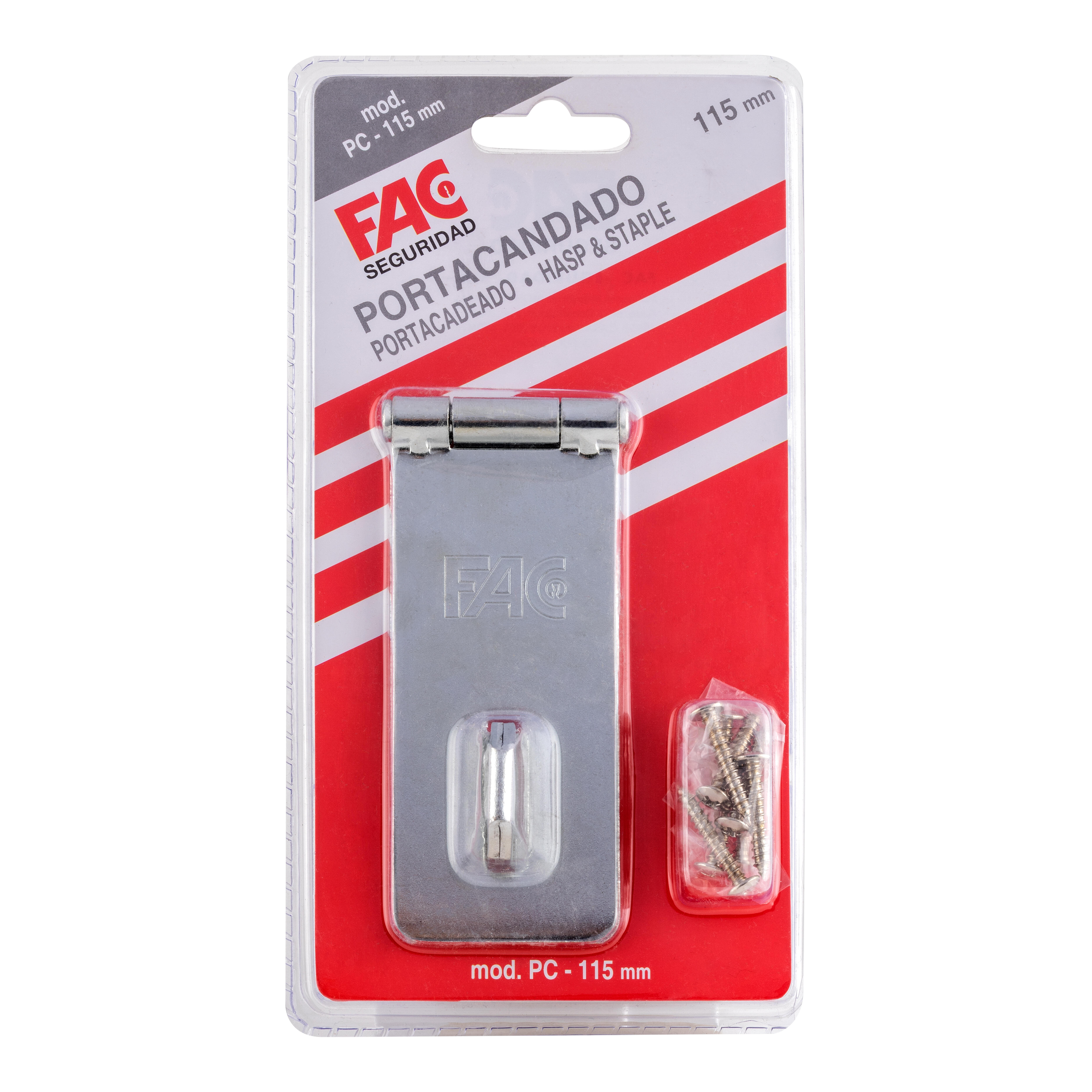 PORTACANDADO DE SEGURIDAD PARA PUERTA RECTANGULAR 115MM DE ACERO CON 0 LLAVES FAC - 2