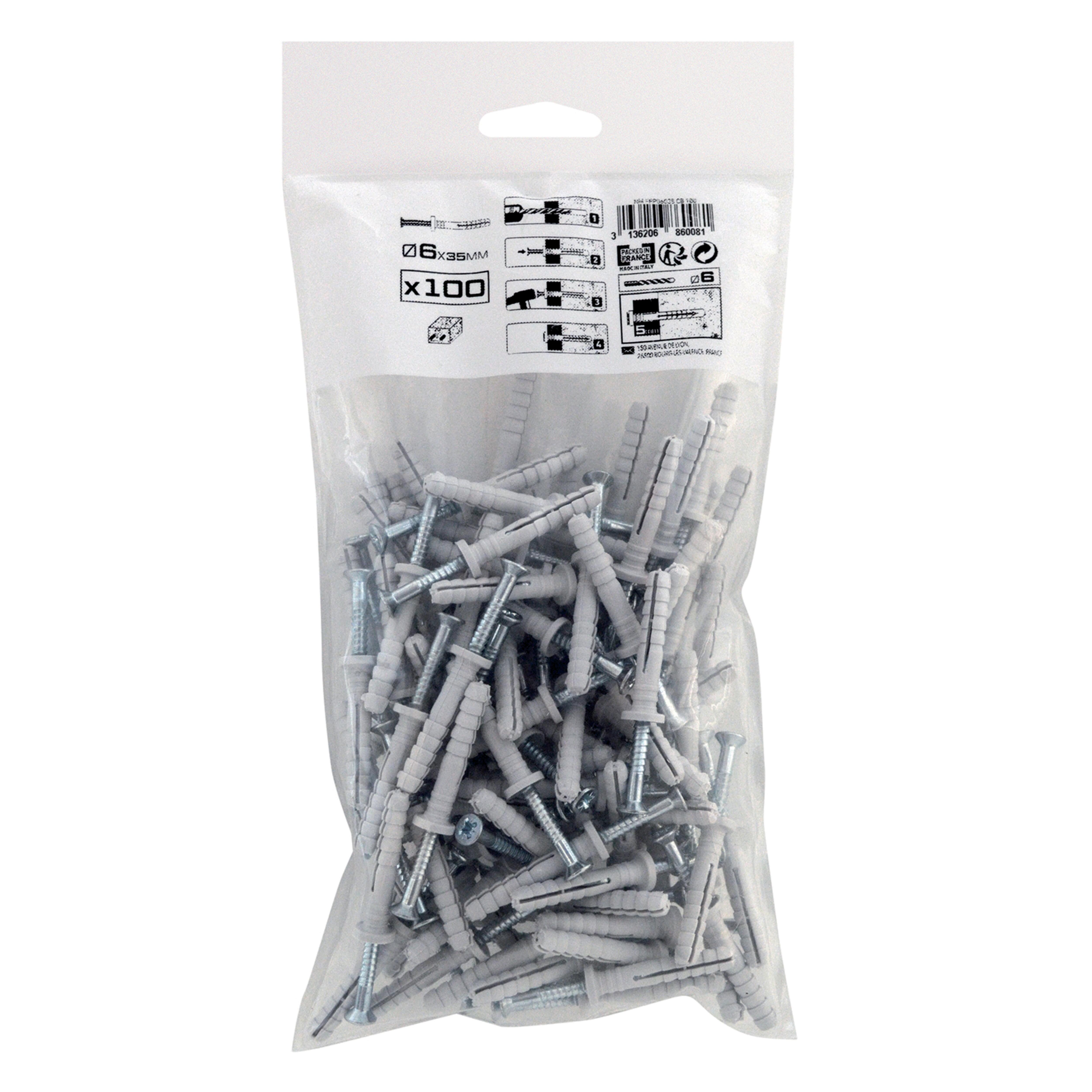 TACO DE GOLPE DE POLIAMIDA DIÁMETRO 6MM LONGITUD 35MM SPIT SAS 100UDS - 2