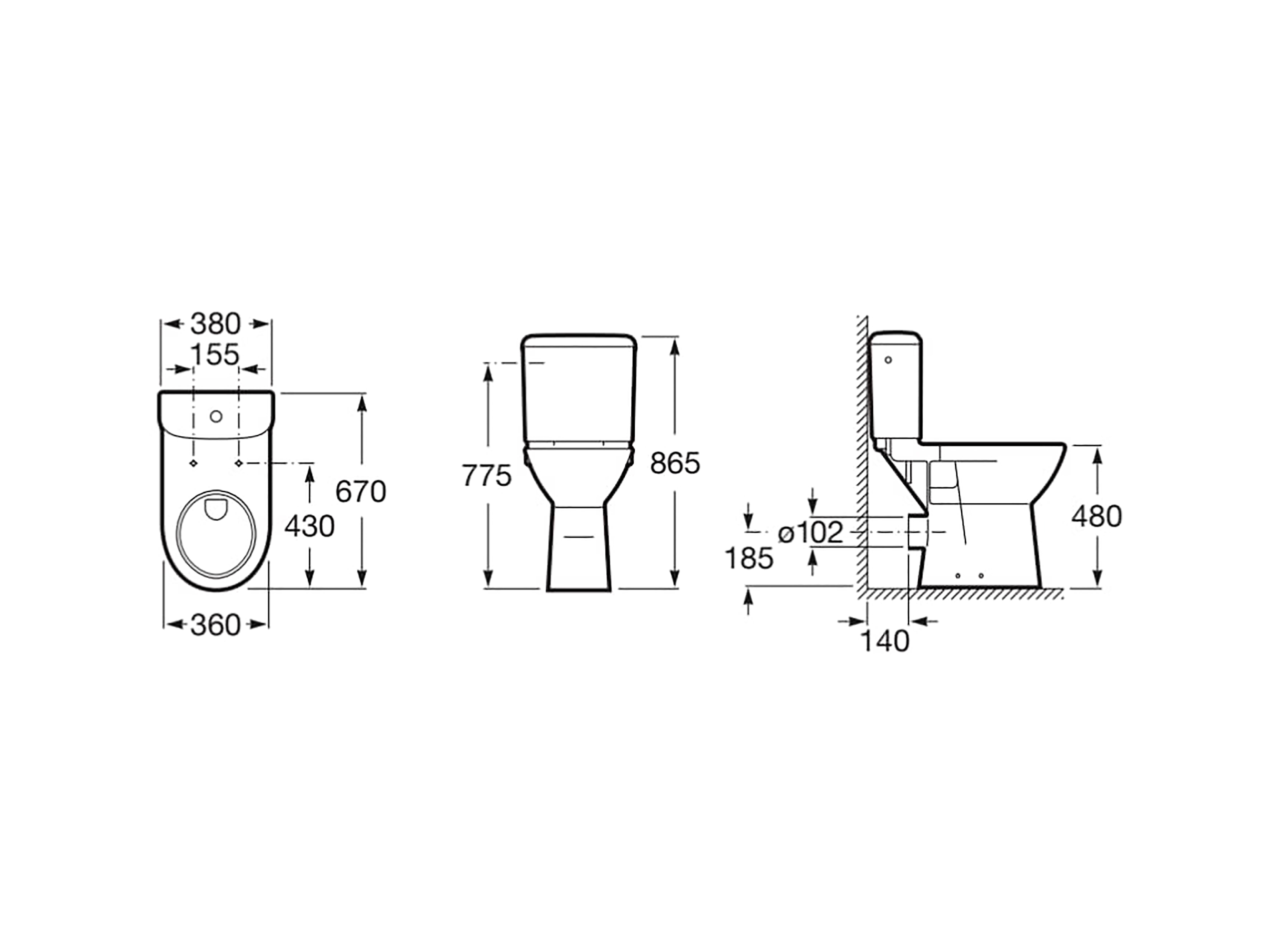 INODORO TAZA ROCA ACCESS SALIDA HORIZONTAL - 5