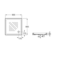 PLATO DE DUCHA CERAMICO CUADRADO ROCA BLANCO 90X90CM - 7