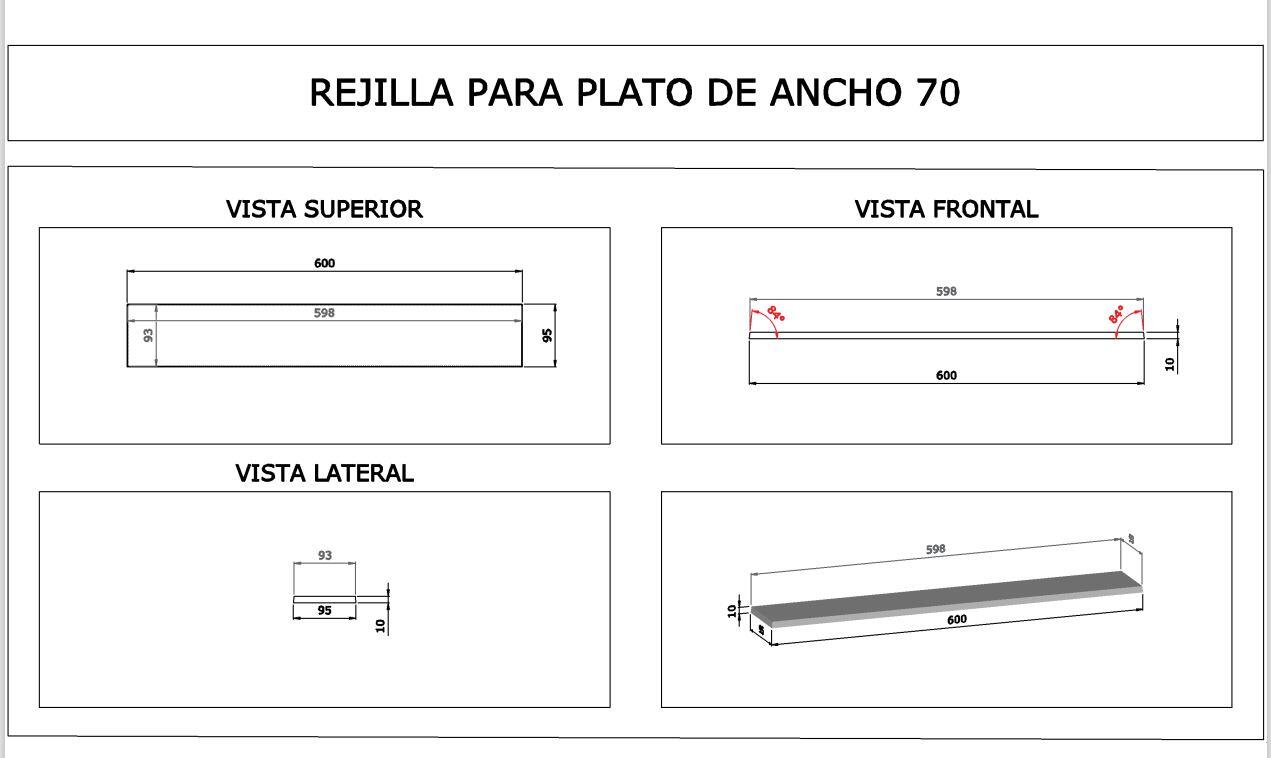 PLATO DE DUCHA RESINA VALVULA OCULTA RECTANGULAR BLANCO 70X120X3CM - 4