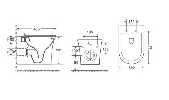 INODORO SUSPENDIDO COMPAQ SALIDA HORIZONTAL  - 8