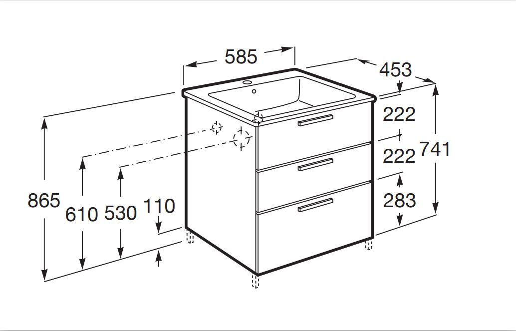 MUEBLE DE BAÑO CON LAVABO ROCA PENTEO ROBLE 58,5X45,5CM - 2