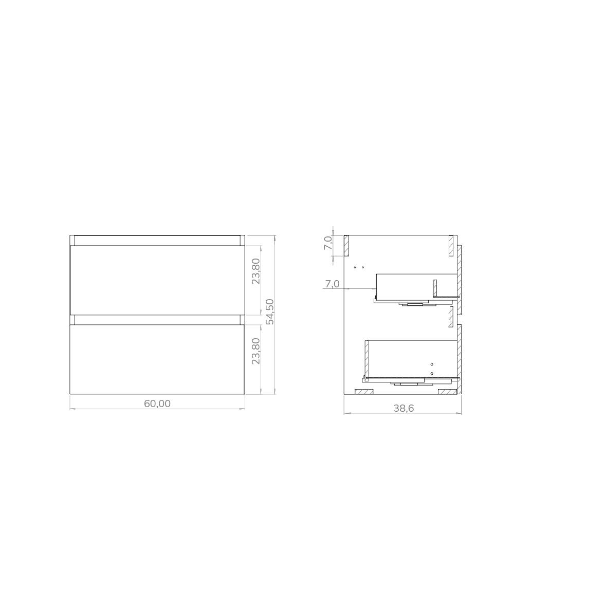MUEBLE DE BAÑO MAYA ROBLE 60X39CM 2 CAJONES - 6