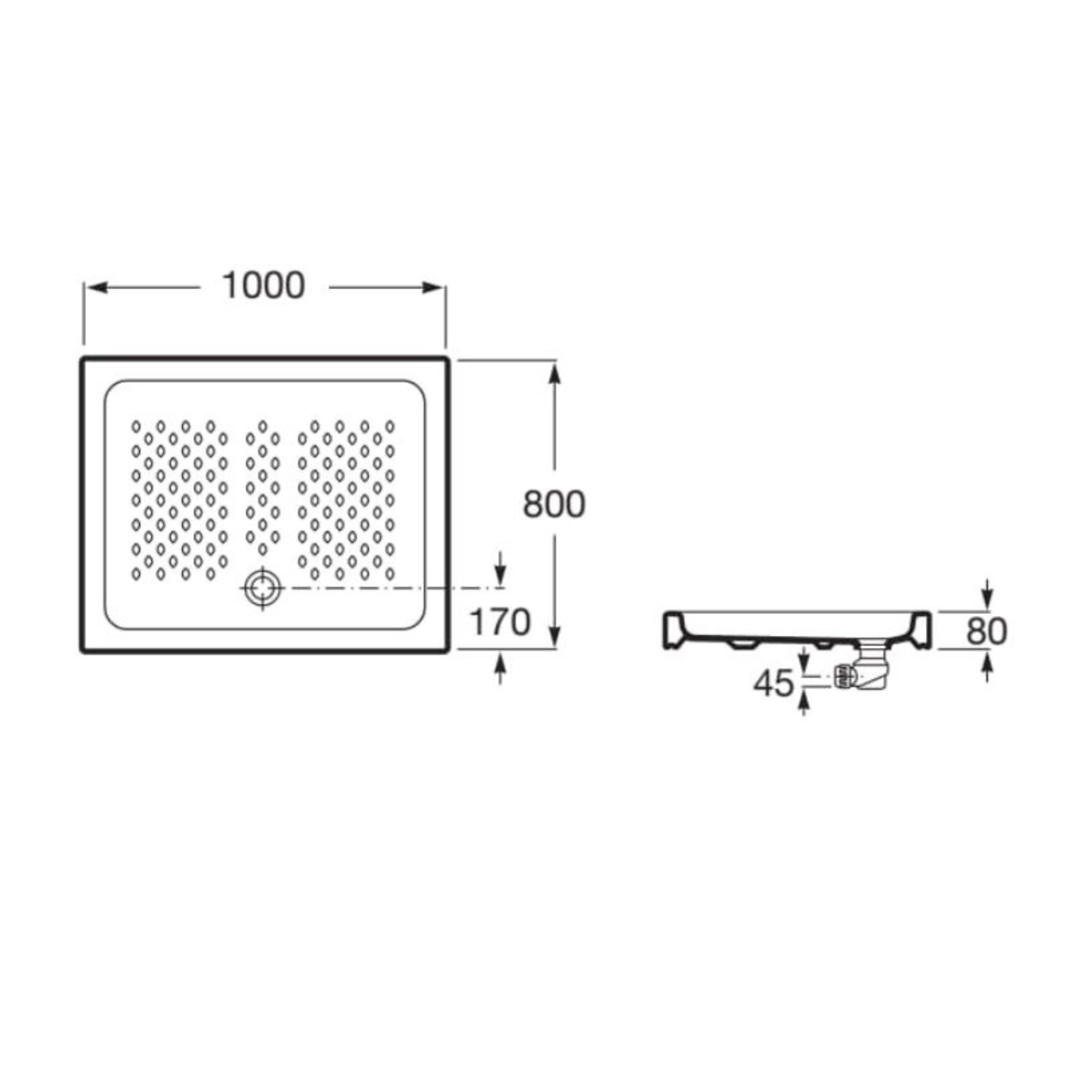 PLATO DE DUCHA CERAMICO RECTANGULAR ROCA BLANCO 80X100CM - 4