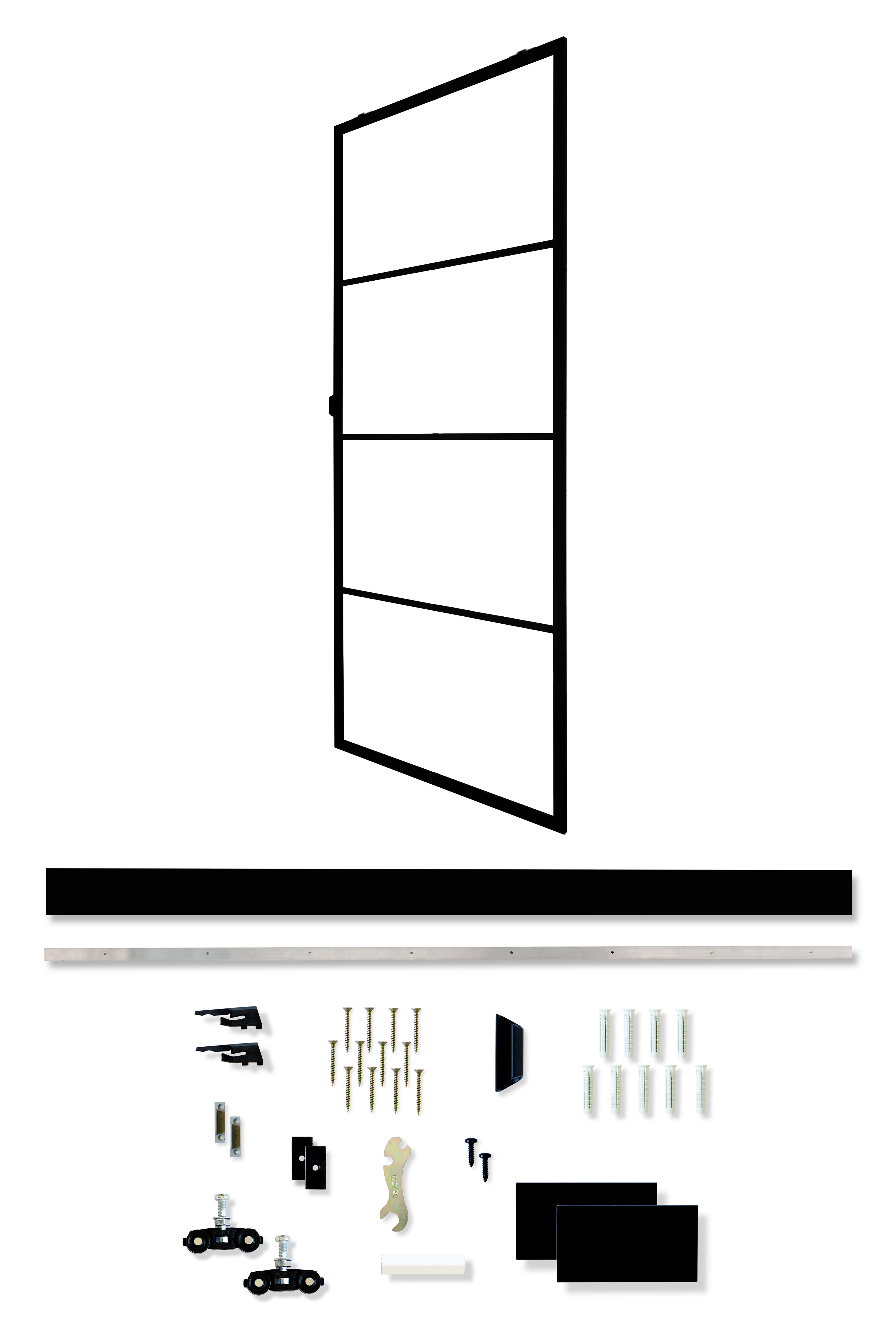 PUERTA ALUMINIO CORREDERA ATELIER CRISTAL MATE CON GUIA CORREDERA INCLUIDA 4 PAÑOS NEGRO 85X208 - 5