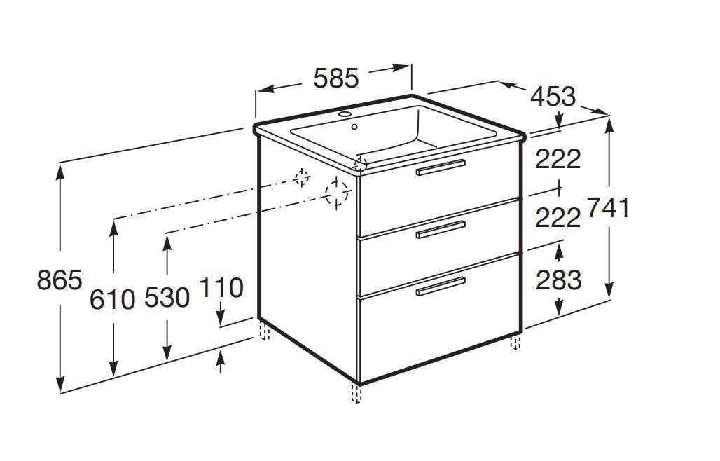 MUEBLE DE BAÑO CON LAVABO ROCA PENTEO BLANCO 58,5X45,5CM - 3