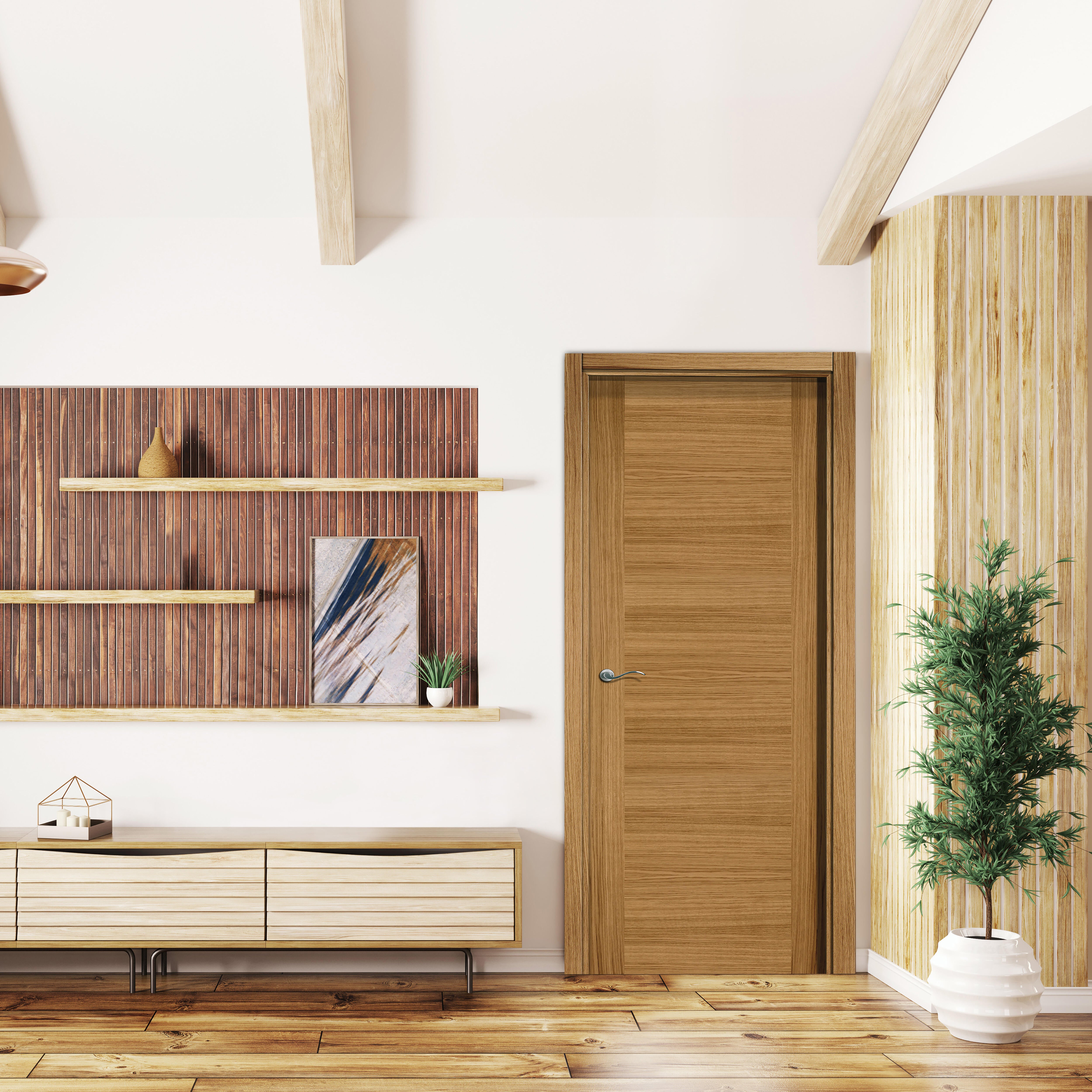 PUERTA INTERIOR EN BLOCK RECHAPADA LISA HORIZONTAL ROBLE 82,5 CM IZQUIERDA - 3