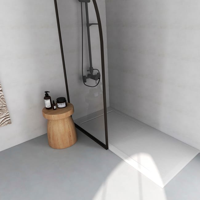 PLATO DE DUCHA RESINA VALVULA OCULTA RECTANGULAR BLANCO 80X140X3CM - 1