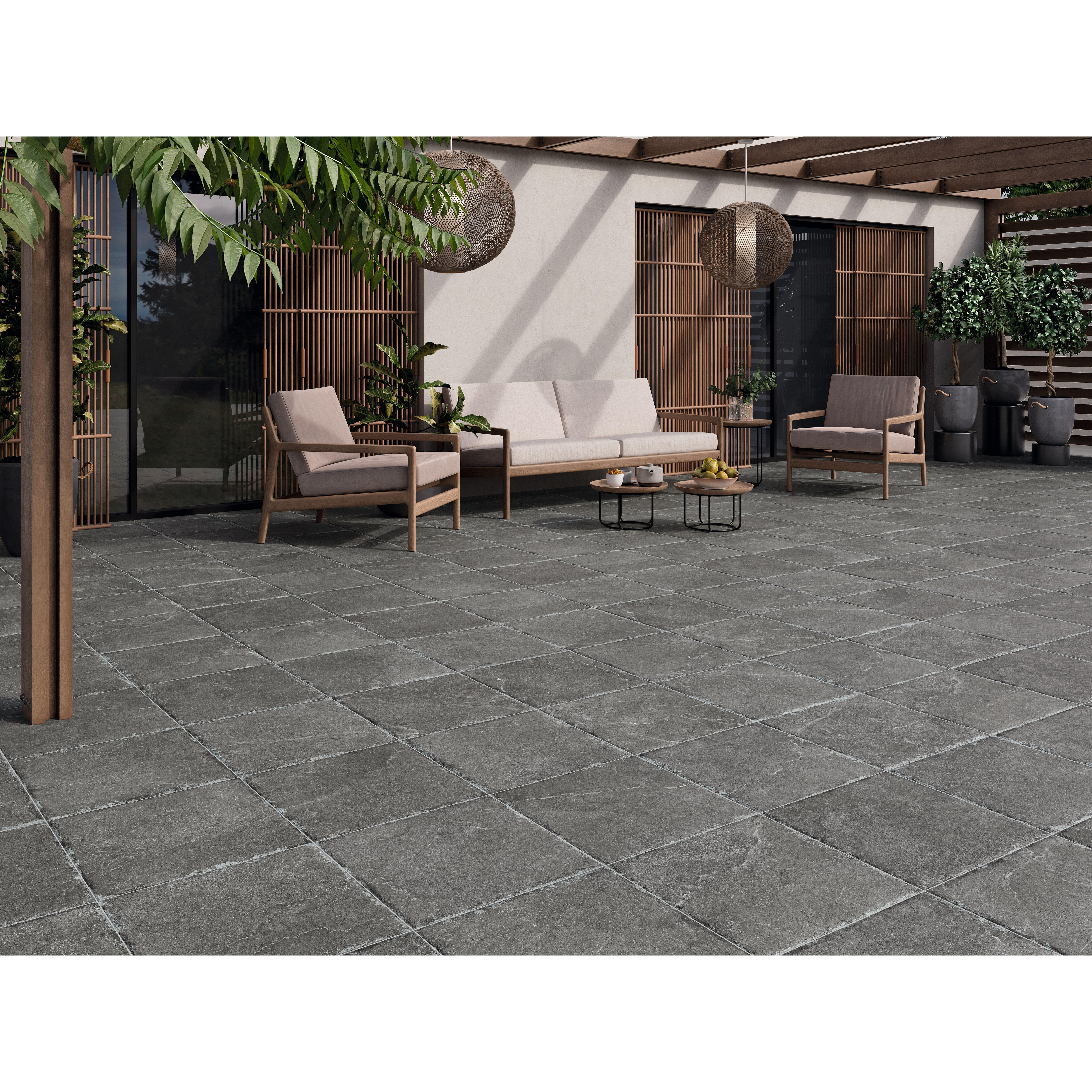 BALDOSA EXTERIOR PORCELÁNICO 45X45CM GALENDE GRAFITO - 2