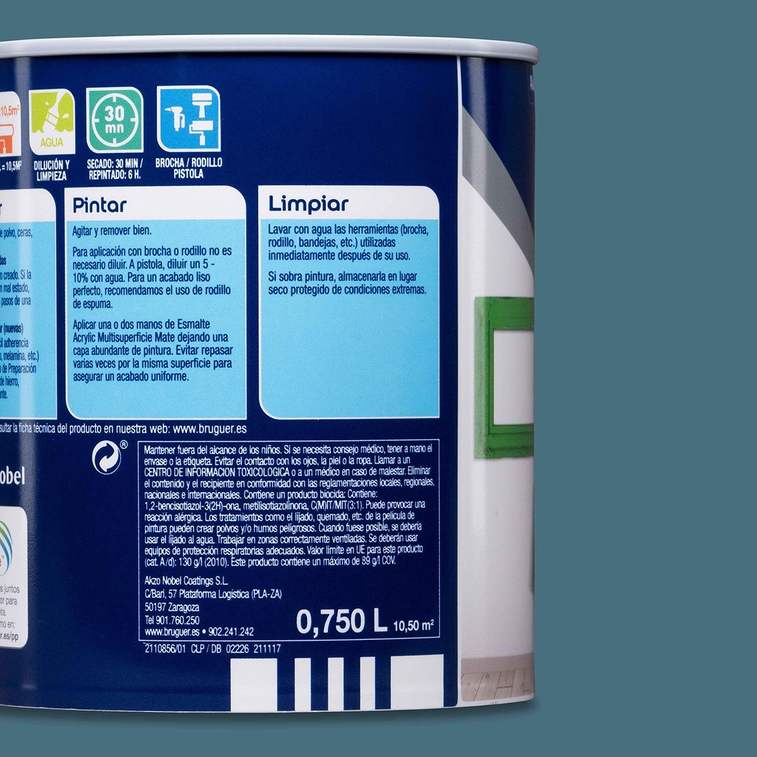 Esmalte de interior Acrylic BRUGUER color azul indigo mate 750ml para puertas, muebles y cerámica - 9