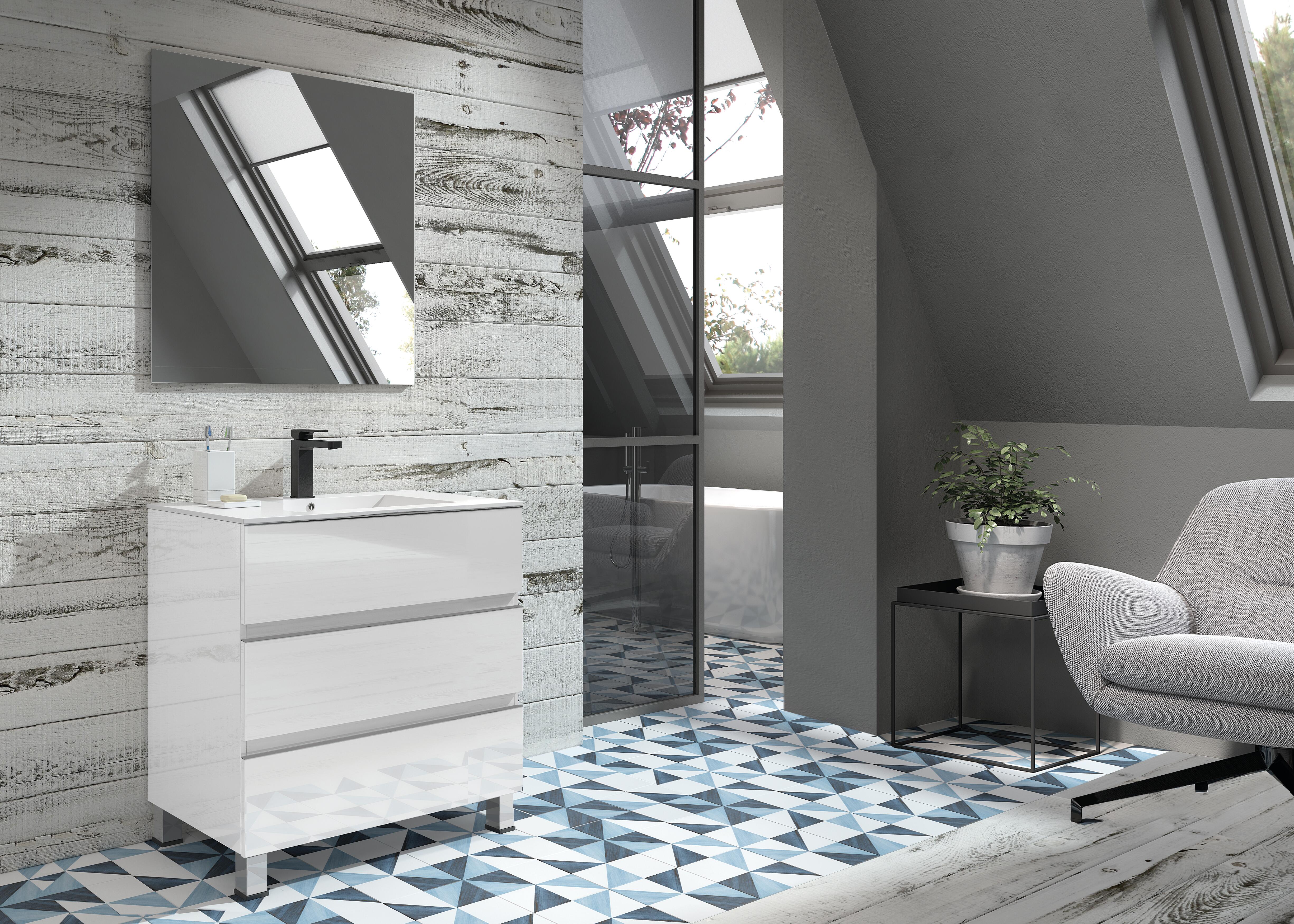 CONJUNTO MUEBLE DE BAÑO CENTRUM BLANCO 80,5X45CM - 2