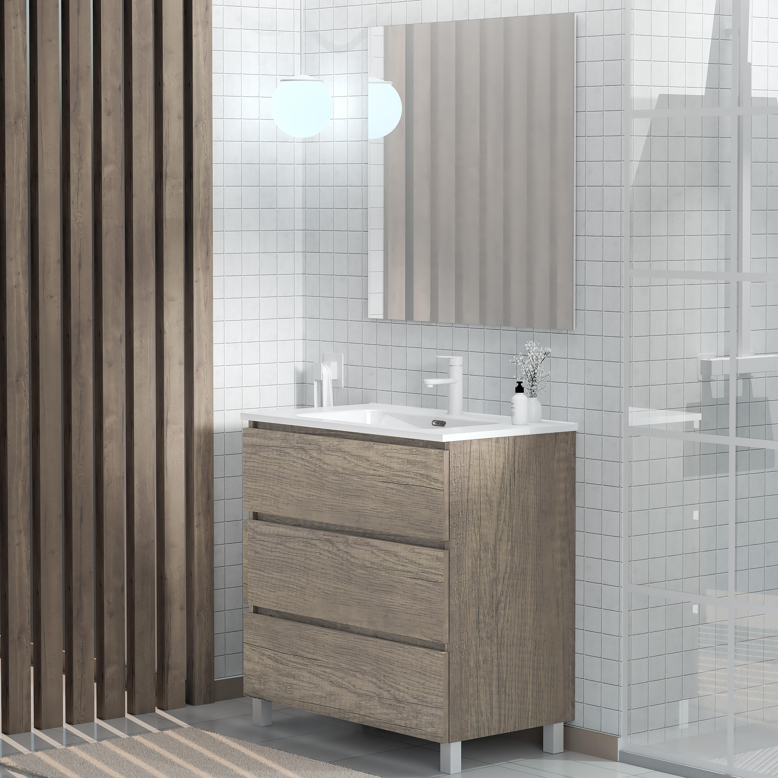 MUEBLE DE BAÑO MAR ROBLE OSCURO 80X46CM - 2