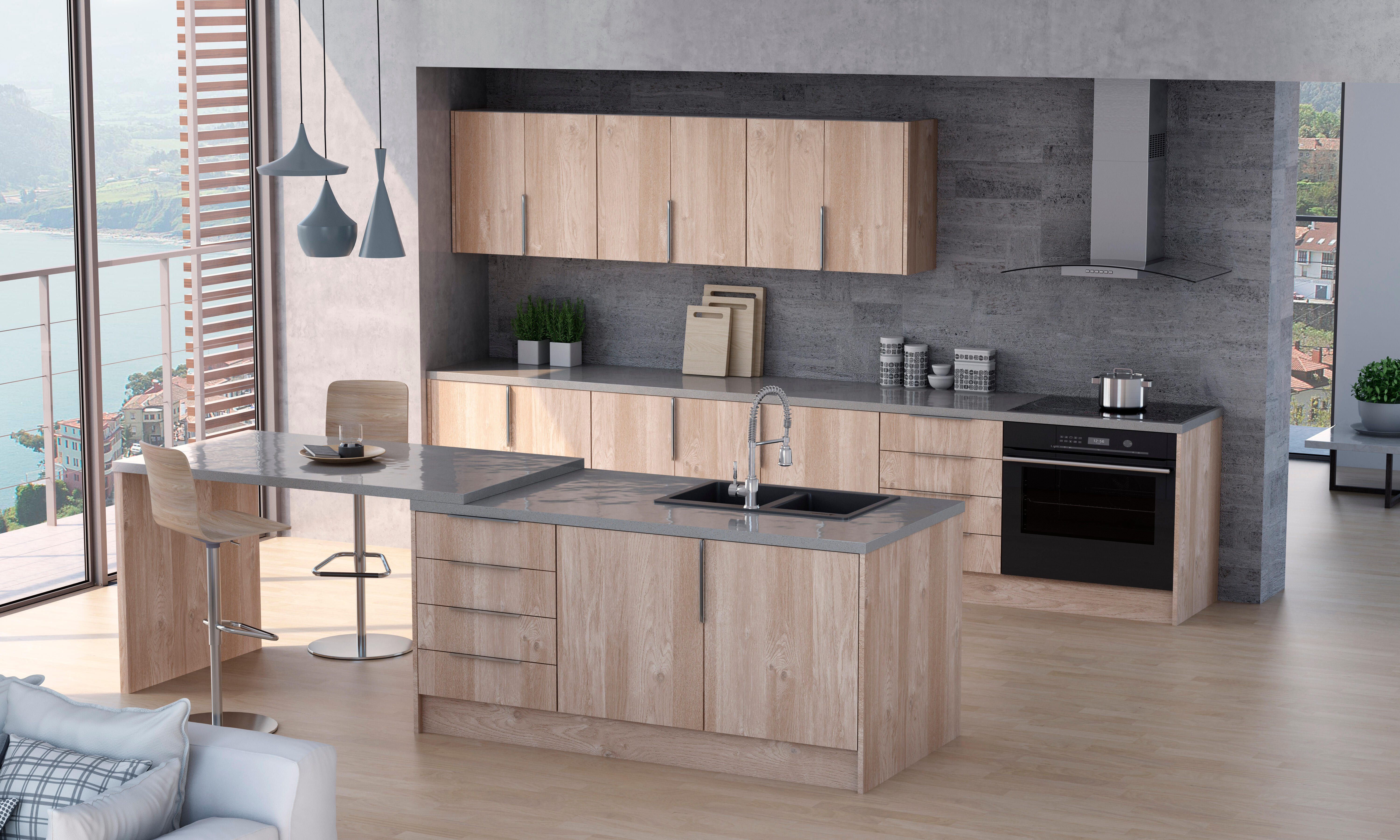 PUERTA PARA MUEBLE DE COCINA BORMUJOS ROBLE CLARO MATE AGLOMERADO 70X40CM - 3