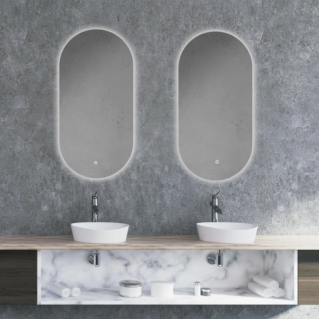 ESPEJO DE BAÑO CON LUZ LED ETNA 45X90CM ACERO