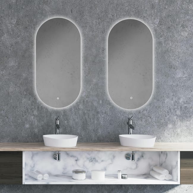 ESPEJO DE BAÑO CON LUZ LED ETNA 45X90CM ACERO - 1