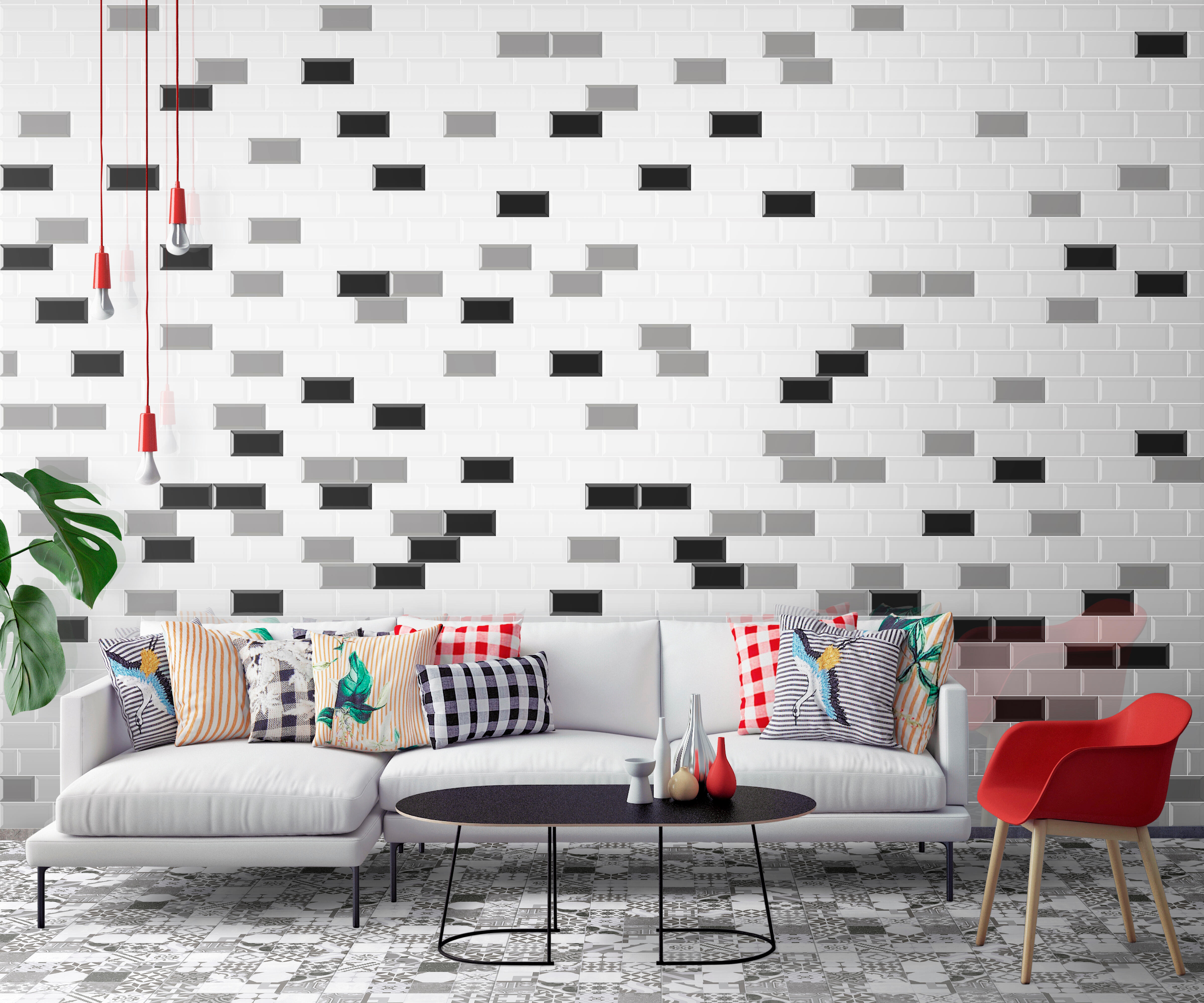 AZULEJO PASTA ROJA 10X20CM METROTILE NEGRO - 4