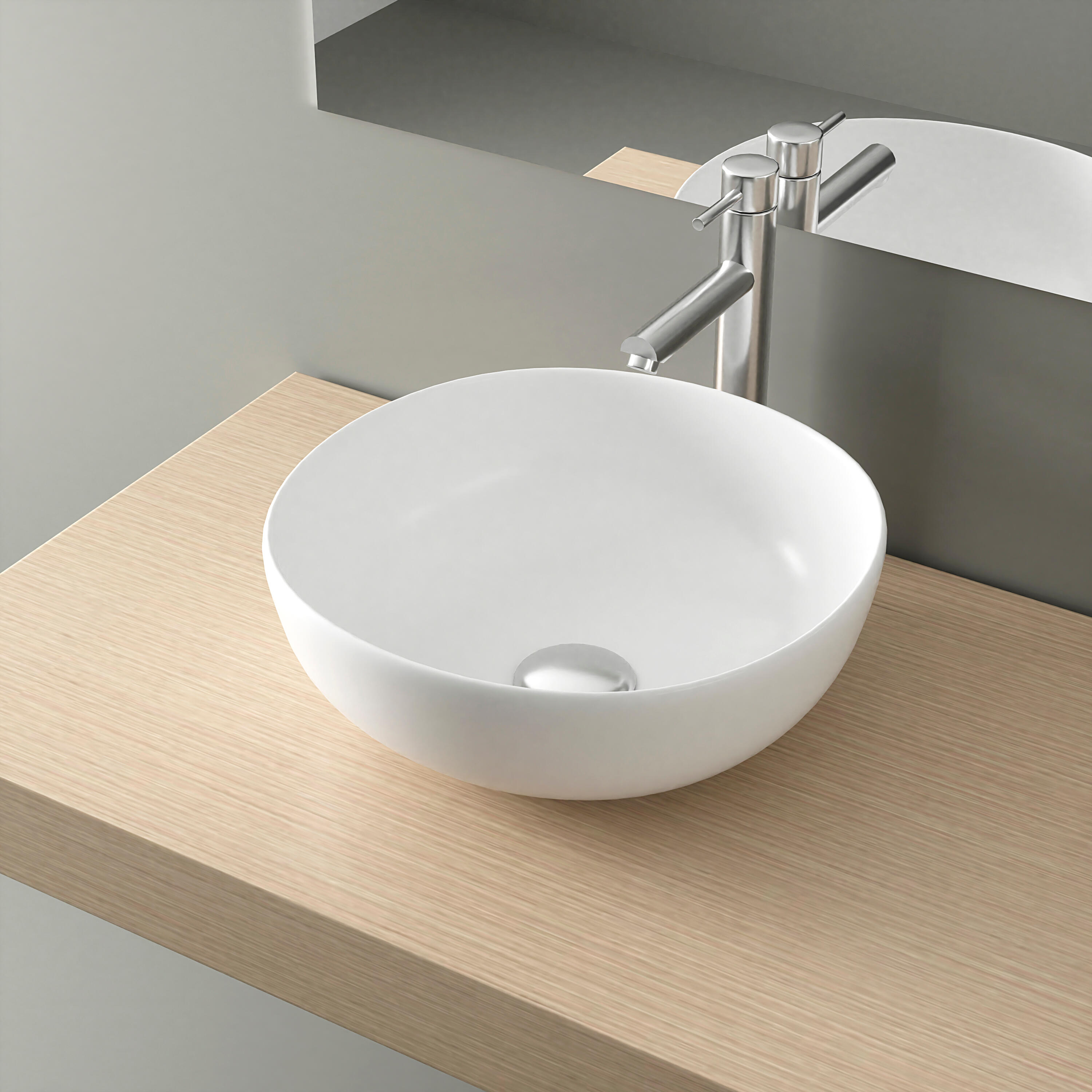 LAVATÓRIO POUSAR REDONDO 36X36X14CM BRANCO MATE - 3