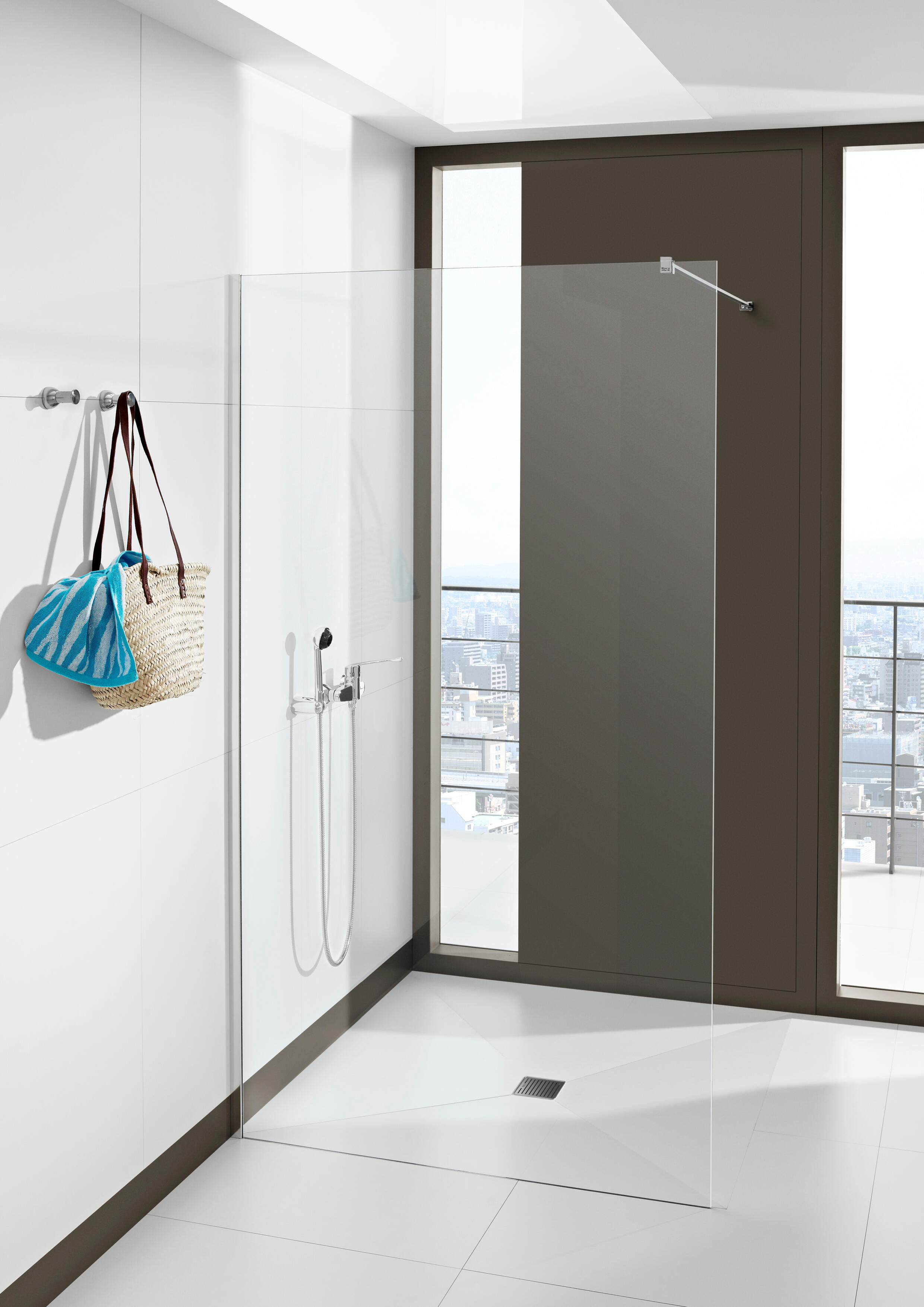 MAMPARA DE DUCHA FRONTAL FIJA OCEAN 80CM CROMO - 2