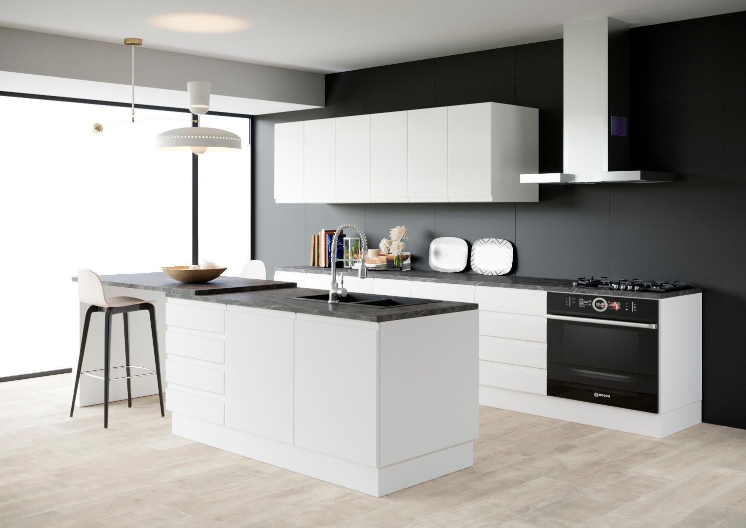 PUERTA PARA MUEBLE DE COCINA MALLORCA BLANCO BRILLO MDF 56X60CM - 3