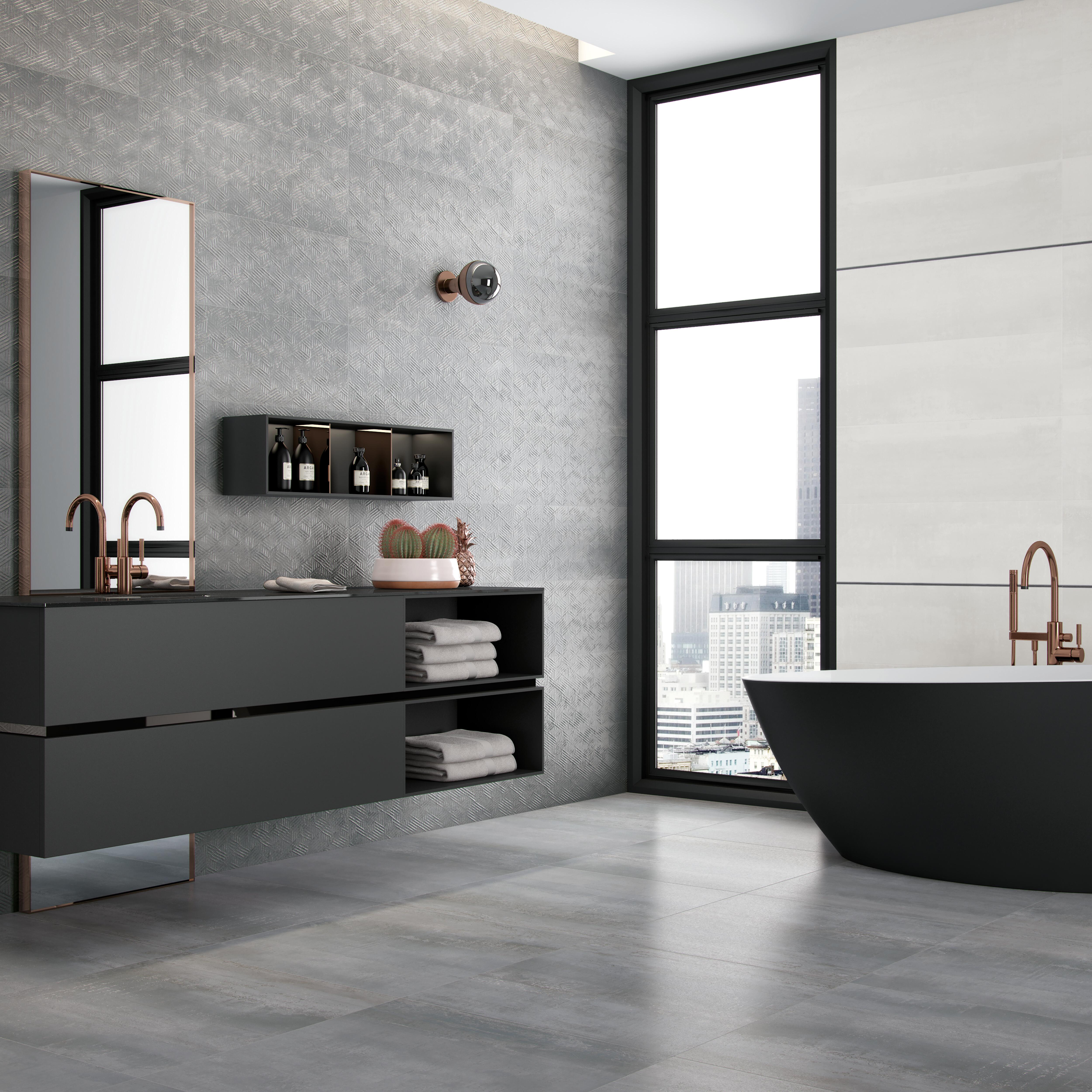 PAVIMENTO PORCELÁNICO 60 X 120 CM. FABRIC GRIS NATURAL - 2