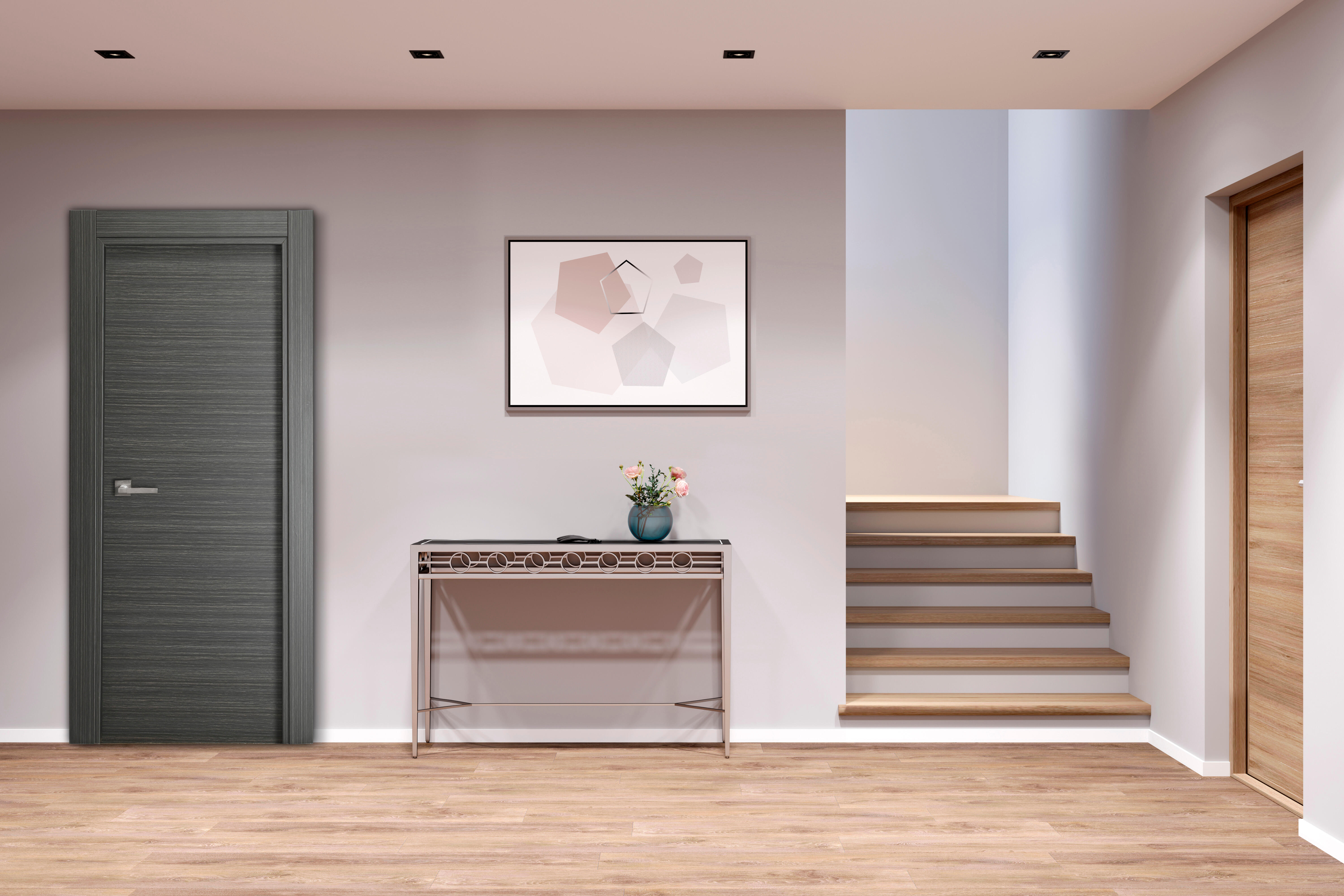 PUERTA INTERIOR EN BLOCK VINILO ACADO CEDRO GRIS LISA 92,5 CM IZQUIERDA - 2