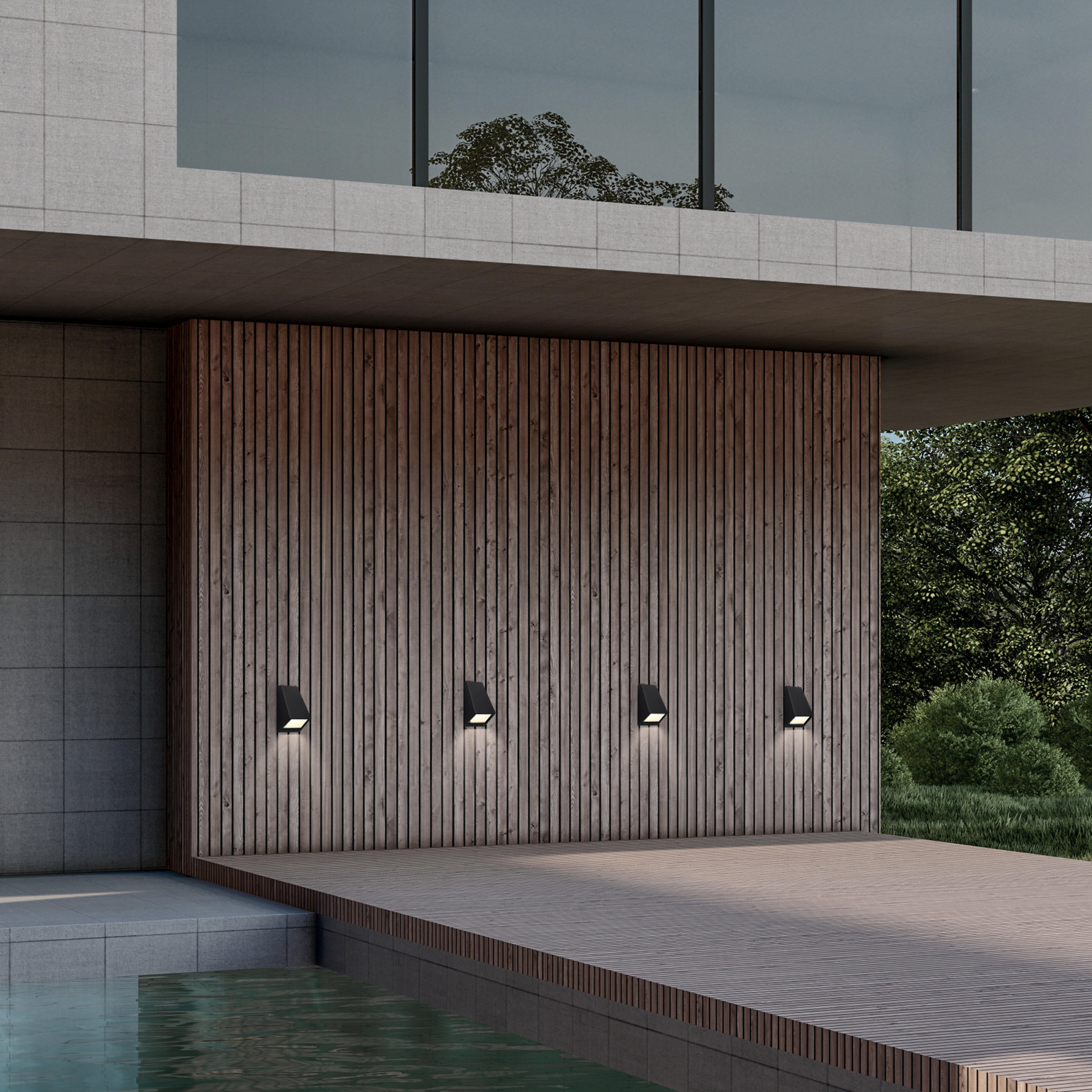 APLIQUE DE PARED EXTERIOR DE SUPERFICIE 8W NEGRO IP44 NOGAL - 3