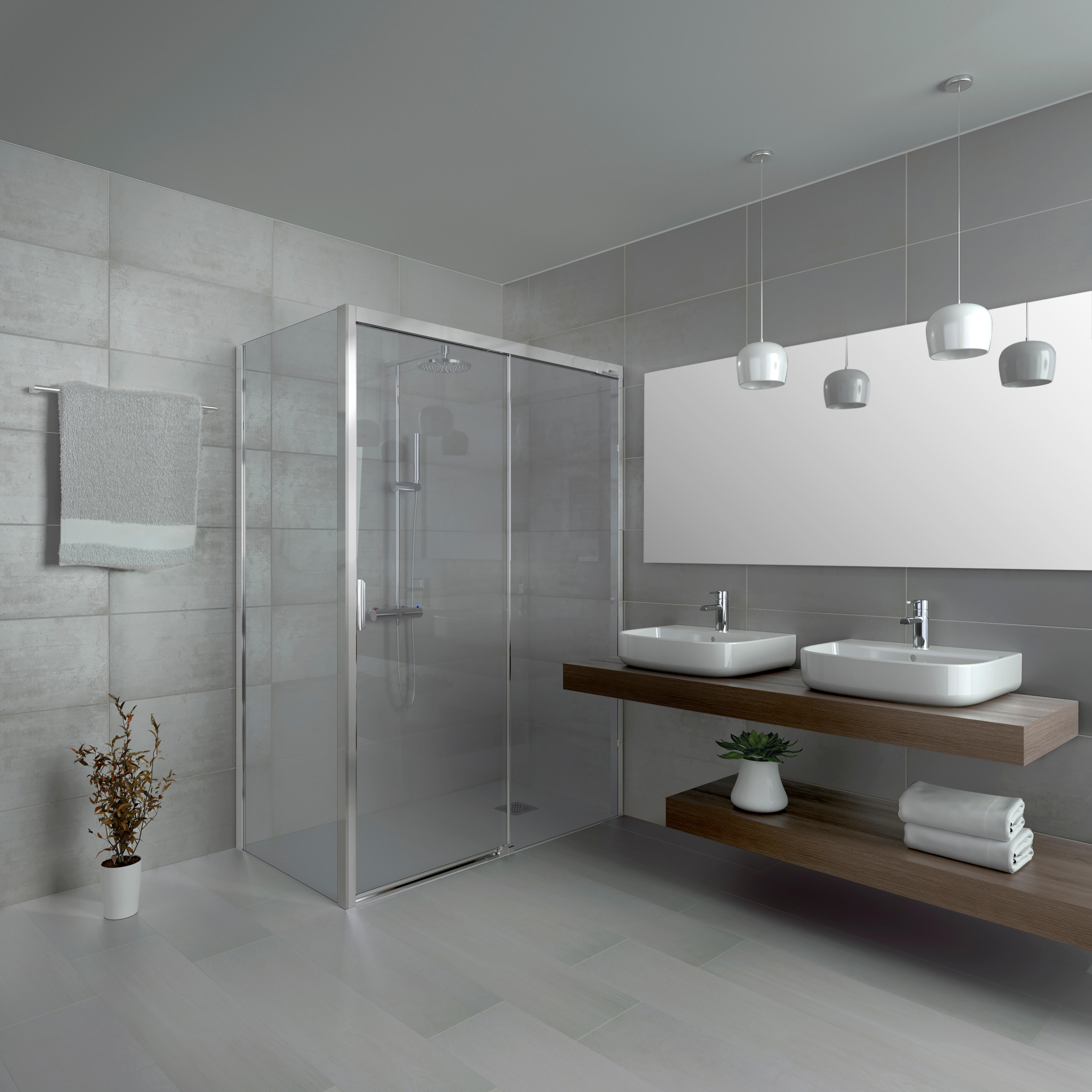 MAMPARA DE DUCHA LATERAL FIJO GALA KLEVAN 70CM CROMO - 2