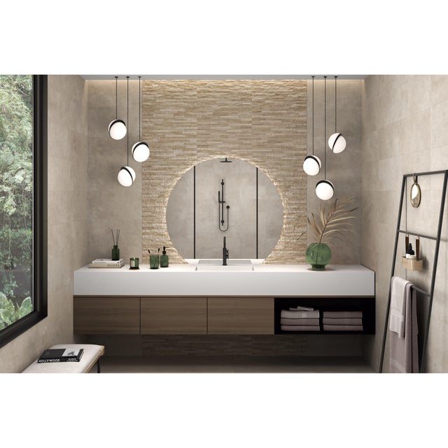 Carrelage mural intérieur effet pierre l.25 x L.50 cm - Alange Beige