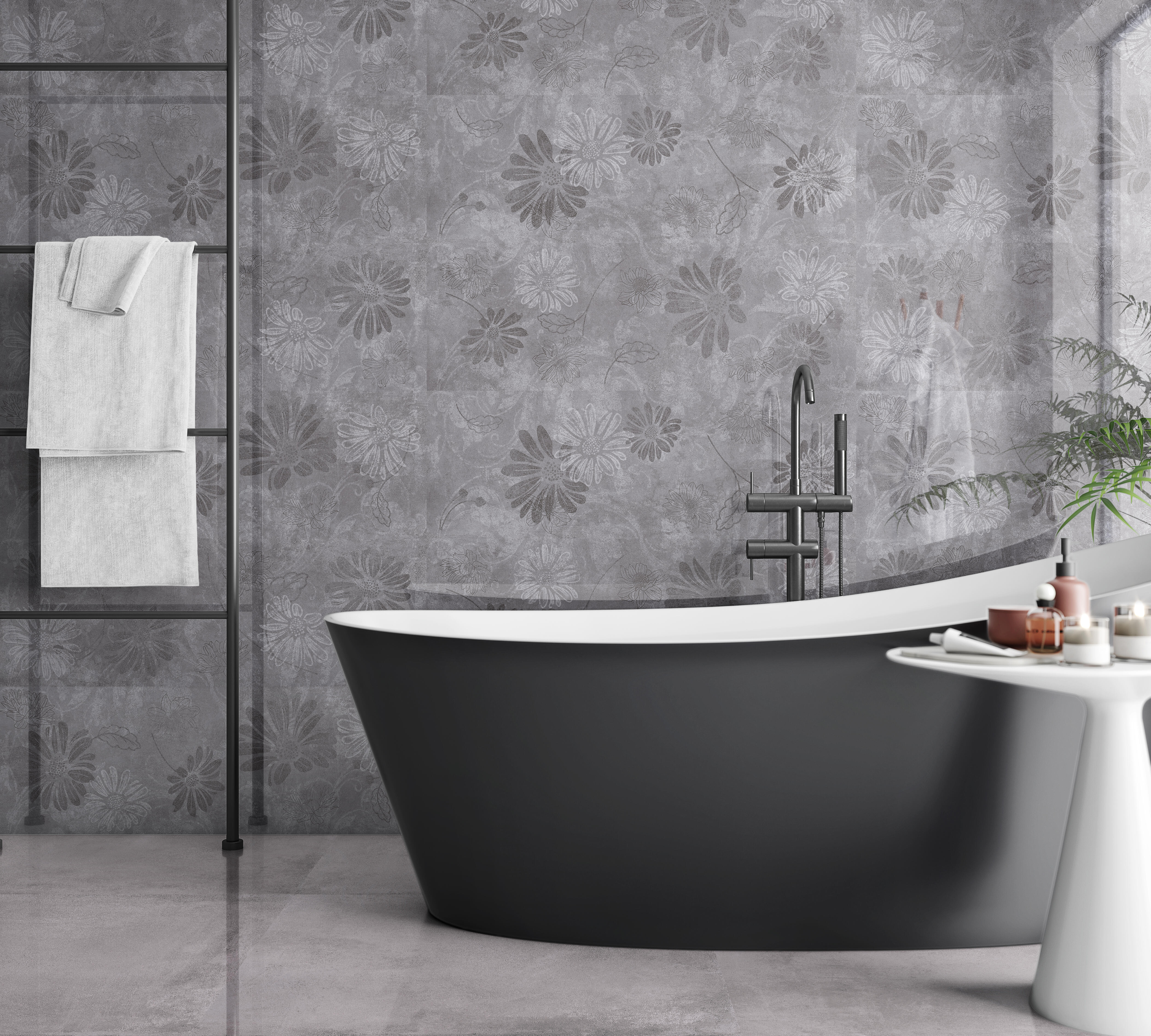 AZULEJO PASTA BLANCA 30X90CM DAISY GRAFITO - 2