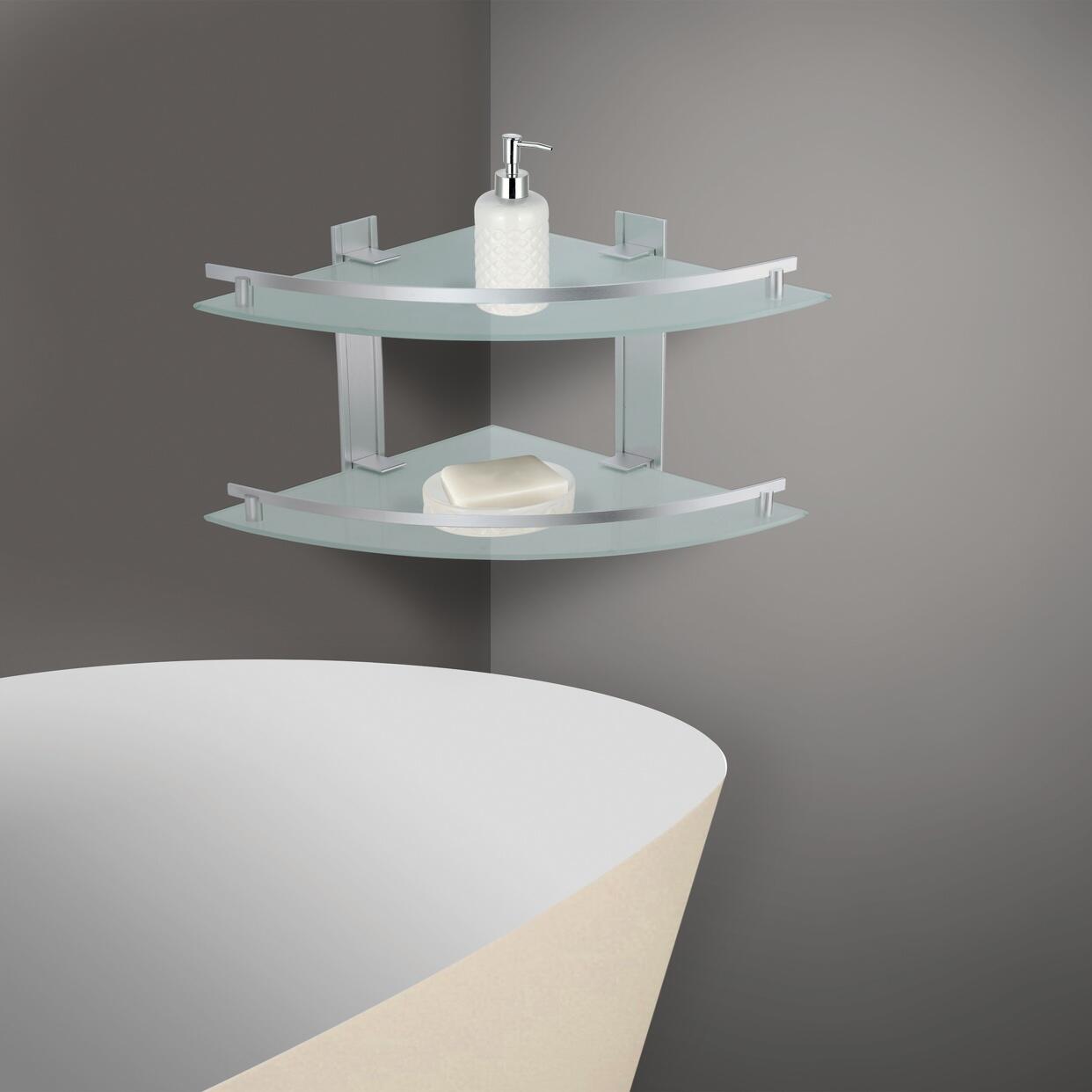 ESTANTE DE BAÑO RINCÓN  ALUMINIO-VIDRIO - 2