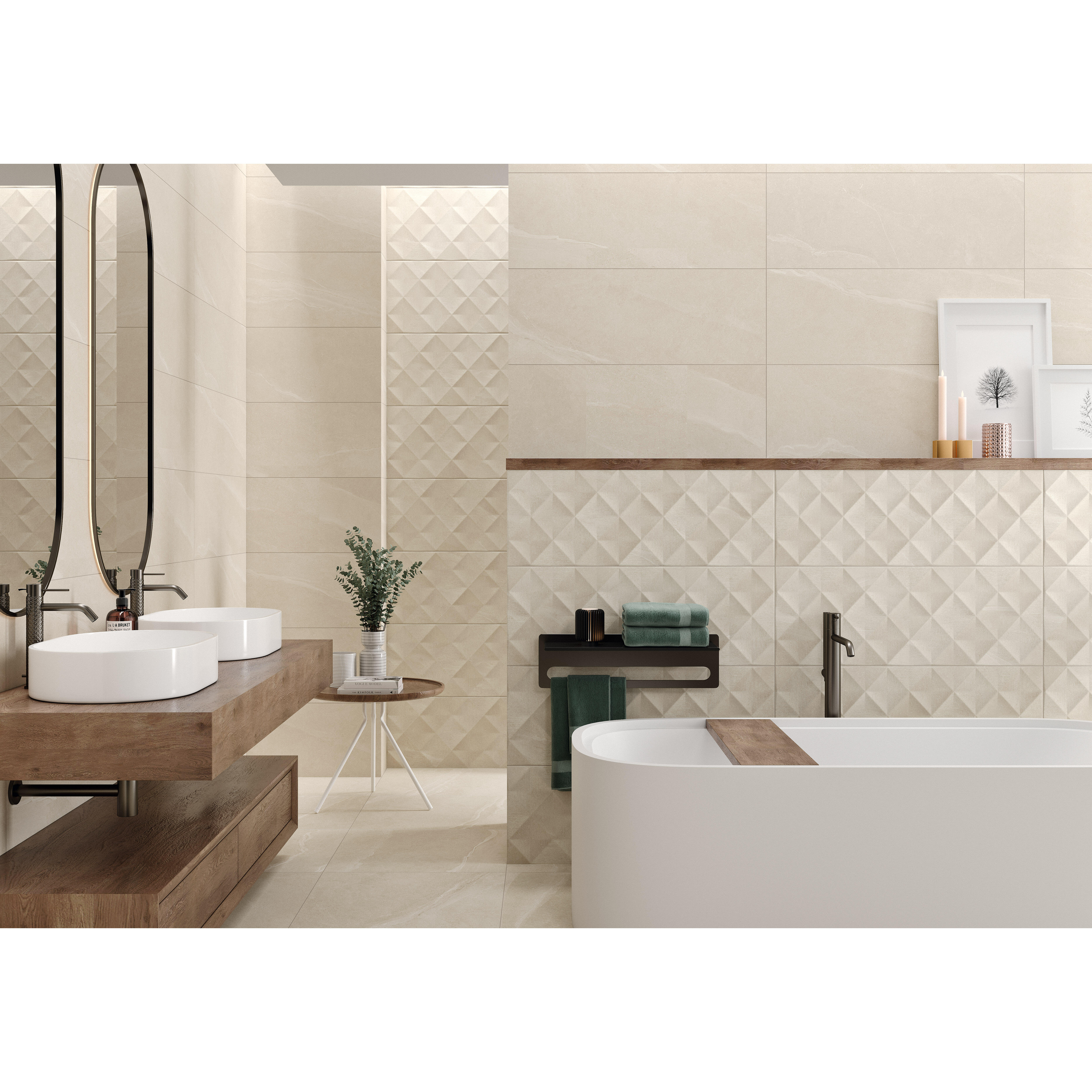 AZULEJO PASTA BLANCA 33.3X90CM STRATUS DECOR IVORY LIGHT - 2