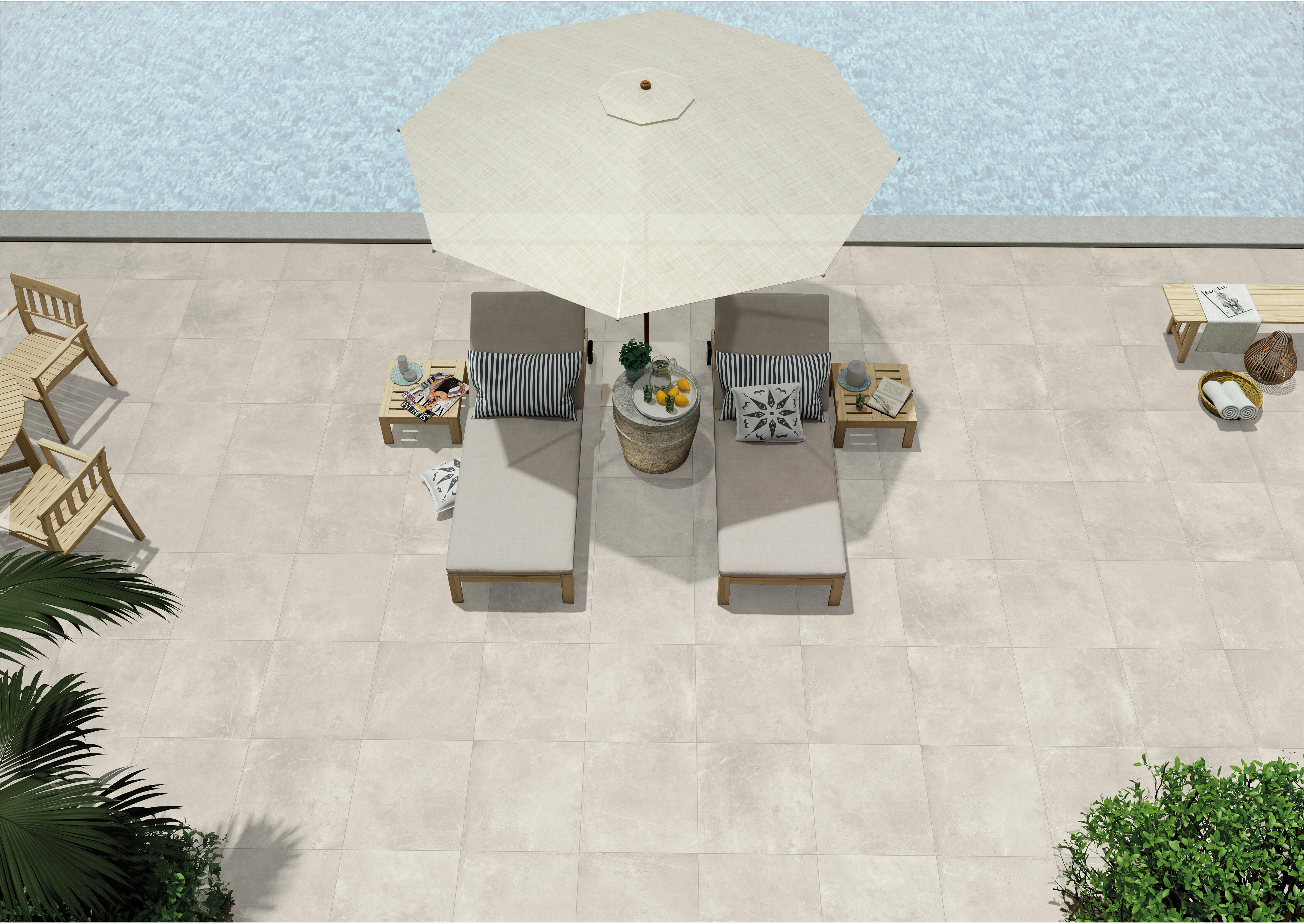 BALDOSA EXTERIOR PORCELÁNICO 60X60CM MONOLITH PEARL - 5