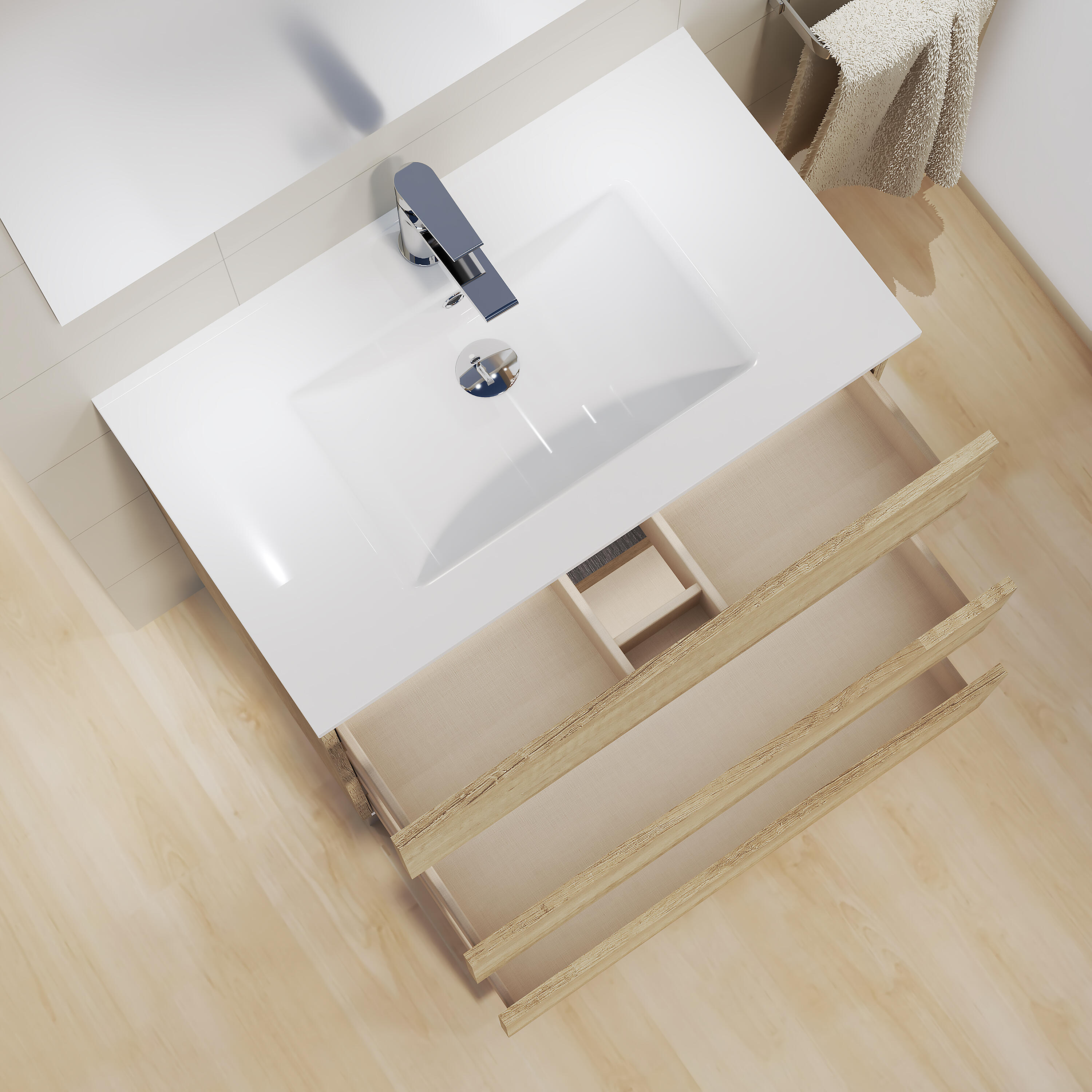 CONJUNTO MUEBLE DE BAÑO ANA ROBLE 80CM - 2