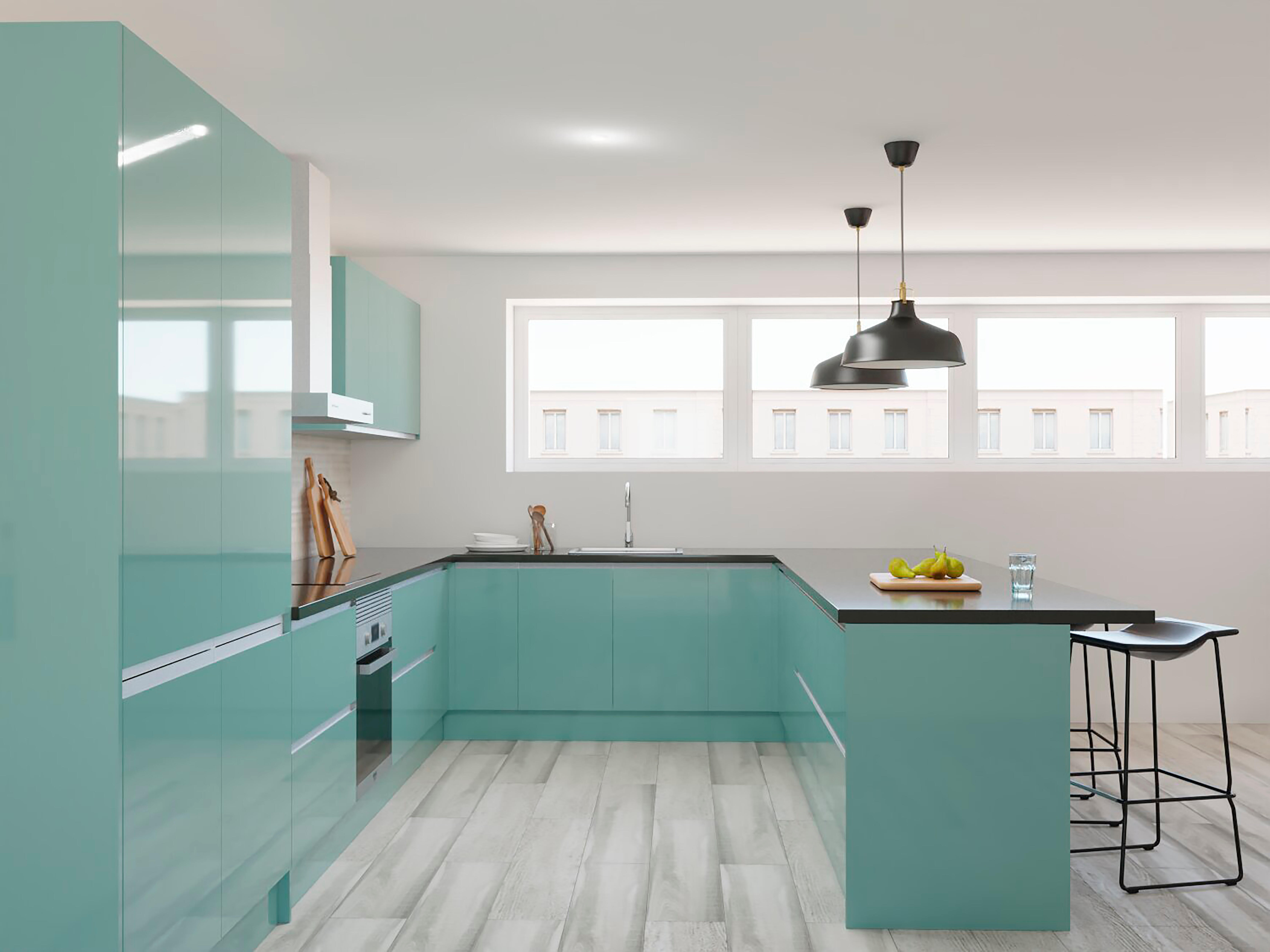 PUERTA PARA MUEBLE DE COCINA ALICANTE AGUAMARINA BRILLO PET 130X60CM - 3