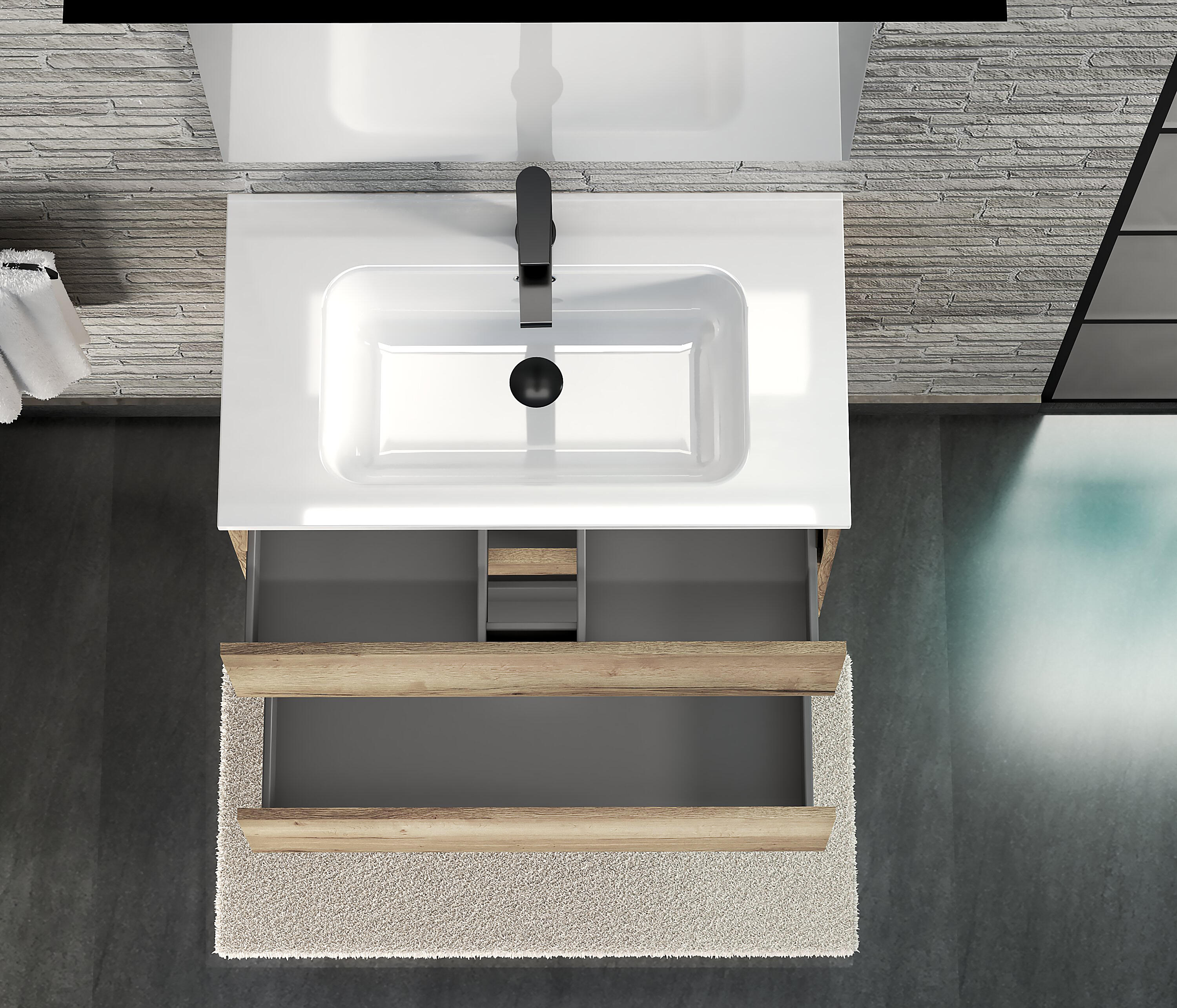 MUEBLE DE BAÑO MAYA ROBLE 80X45CM 2 CAJONES - 5