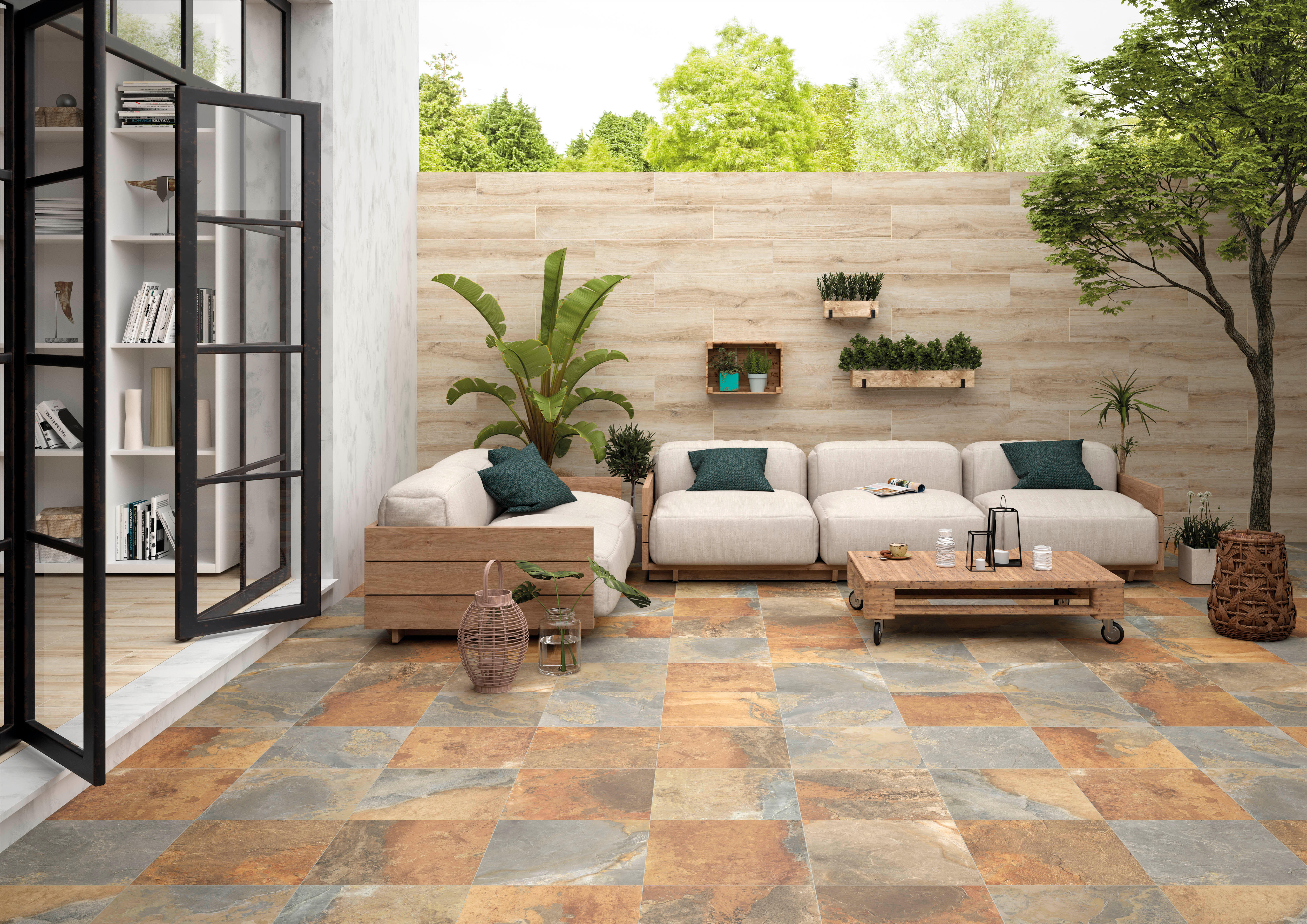 BALDOSA EXTERIOR PORCELÁNICO 45X45CM TEMPELTON RUSTIC - 5