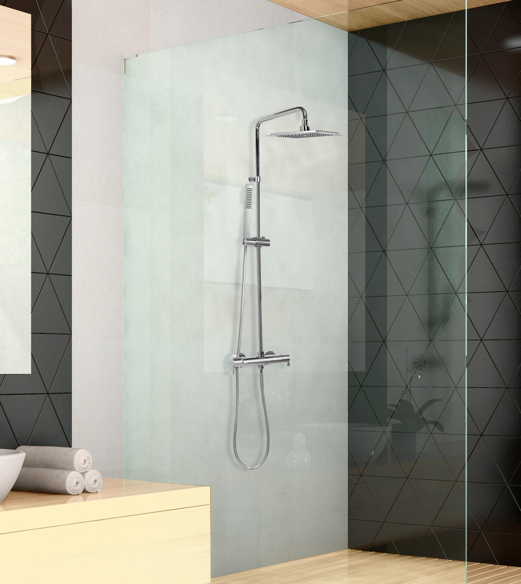 CONJUNTO DUCHA TERMOSTÁTICO SQUARE TERMOSWIFT - 2